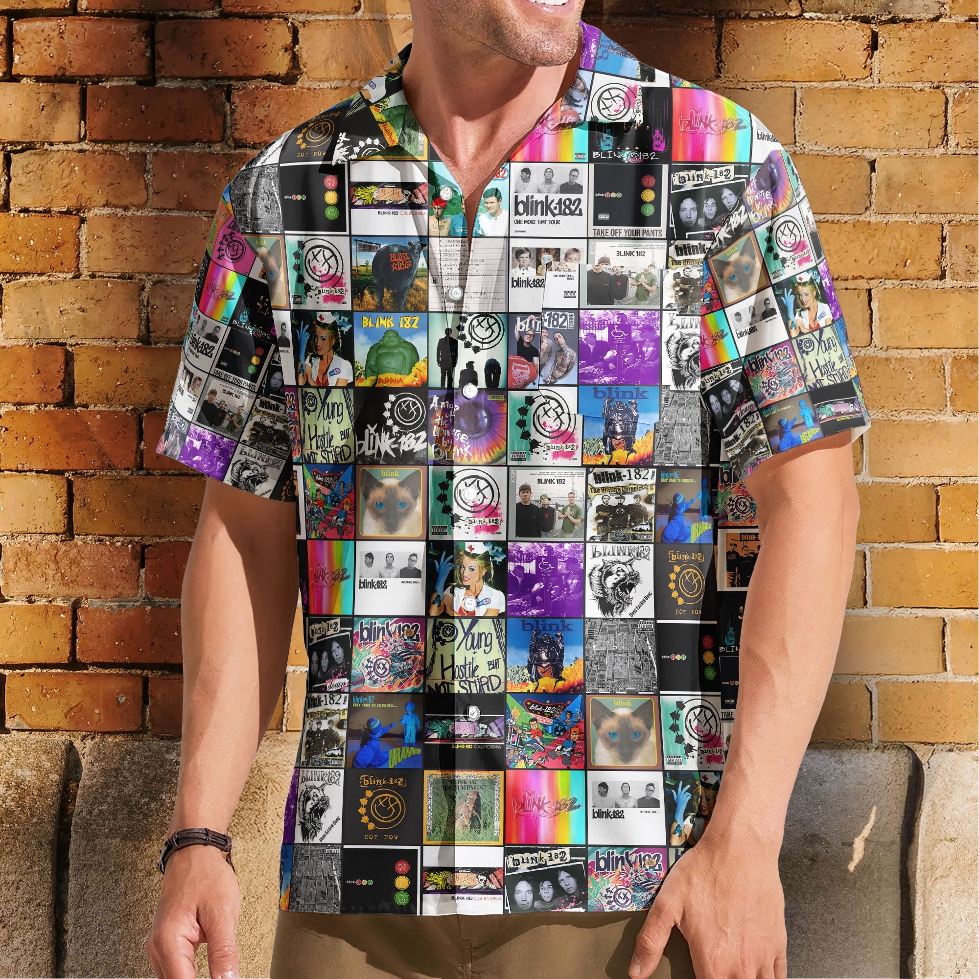Blink-182 Hawaiian Shirt - Unisex Pop Punk Icon Enema Of The State Summer Button Up - Retro Music Album Art Inspired Unisex Shirt