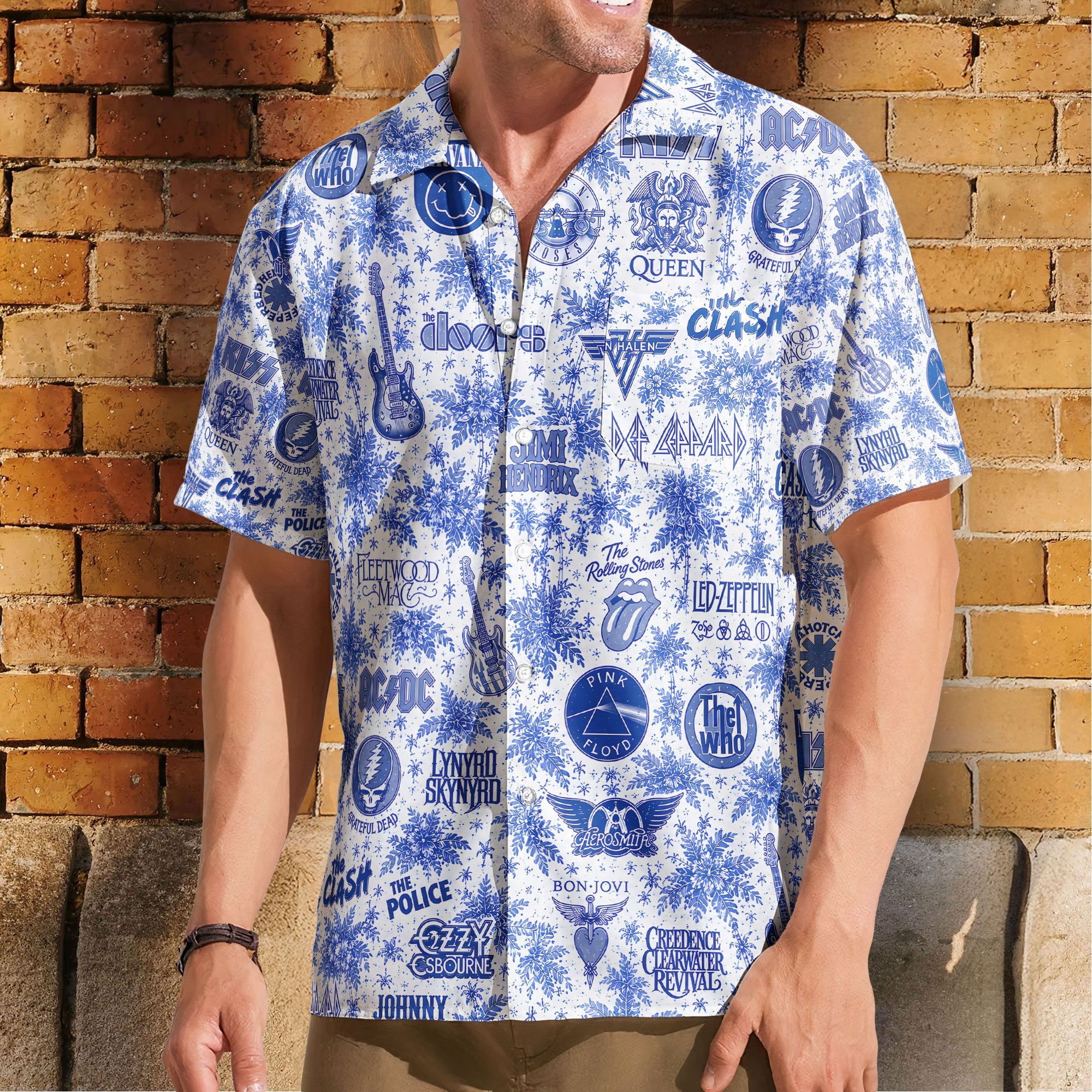 Classic Rock Legends Hawaiian Shirt Beatles Pink Floyd Nirvana Aloha Shirt – Retro Music Unisex Shirt