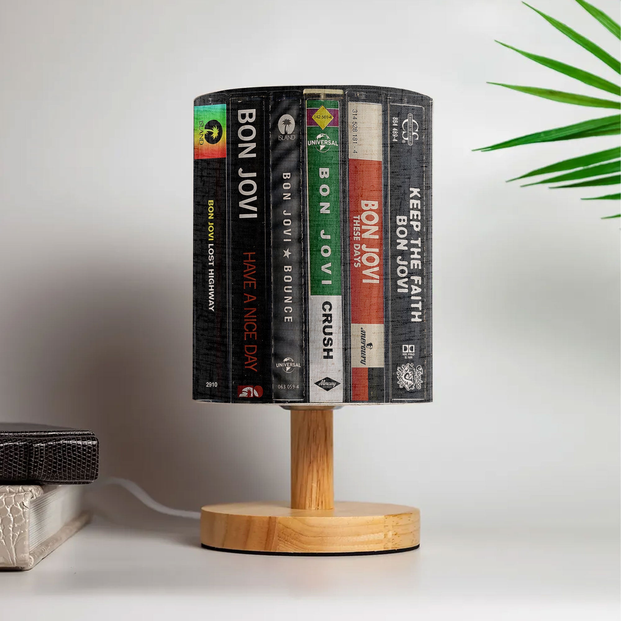 Rock Music Album Spine Table Fabric Lamp Bon Jovi Inspired Desk Light