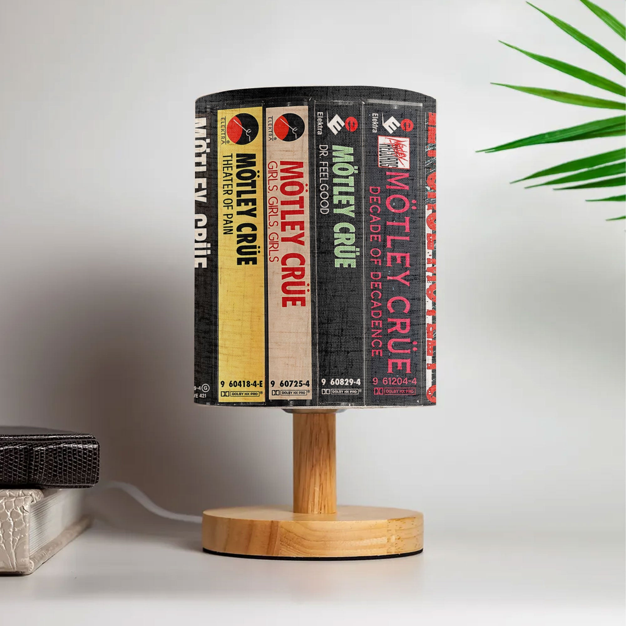 Retro Rock Music Album Spine Table Fabric Lamp Vintage Cassette Style Desk Light