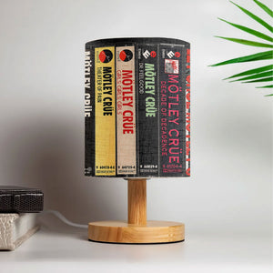 Retro Rock Music Album Spine Table Fabric Lamp Vintage Cassette Style Desk Light