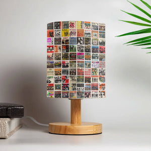 Vintage Beatles Album Cover Collage Table Fabric Lamp