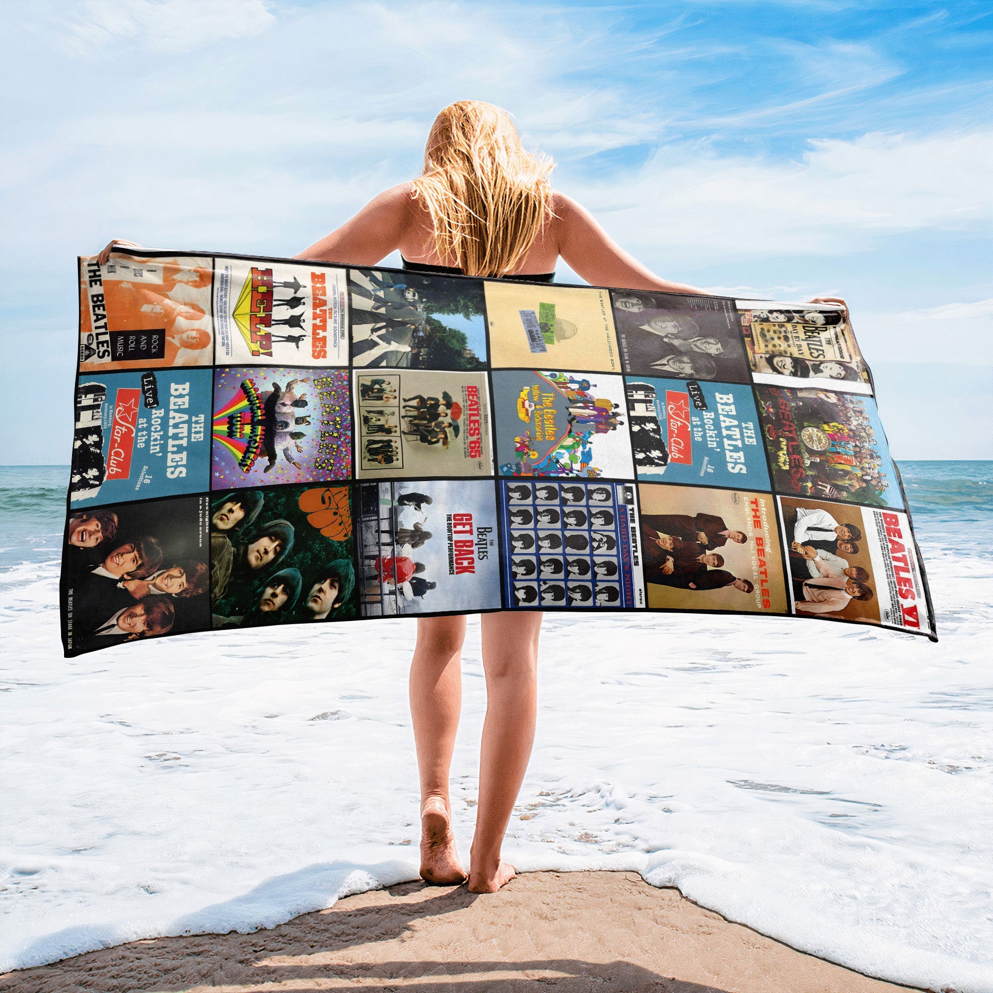 The Beatles Beach Towel Album Cover Collage Classic Rock Towel
