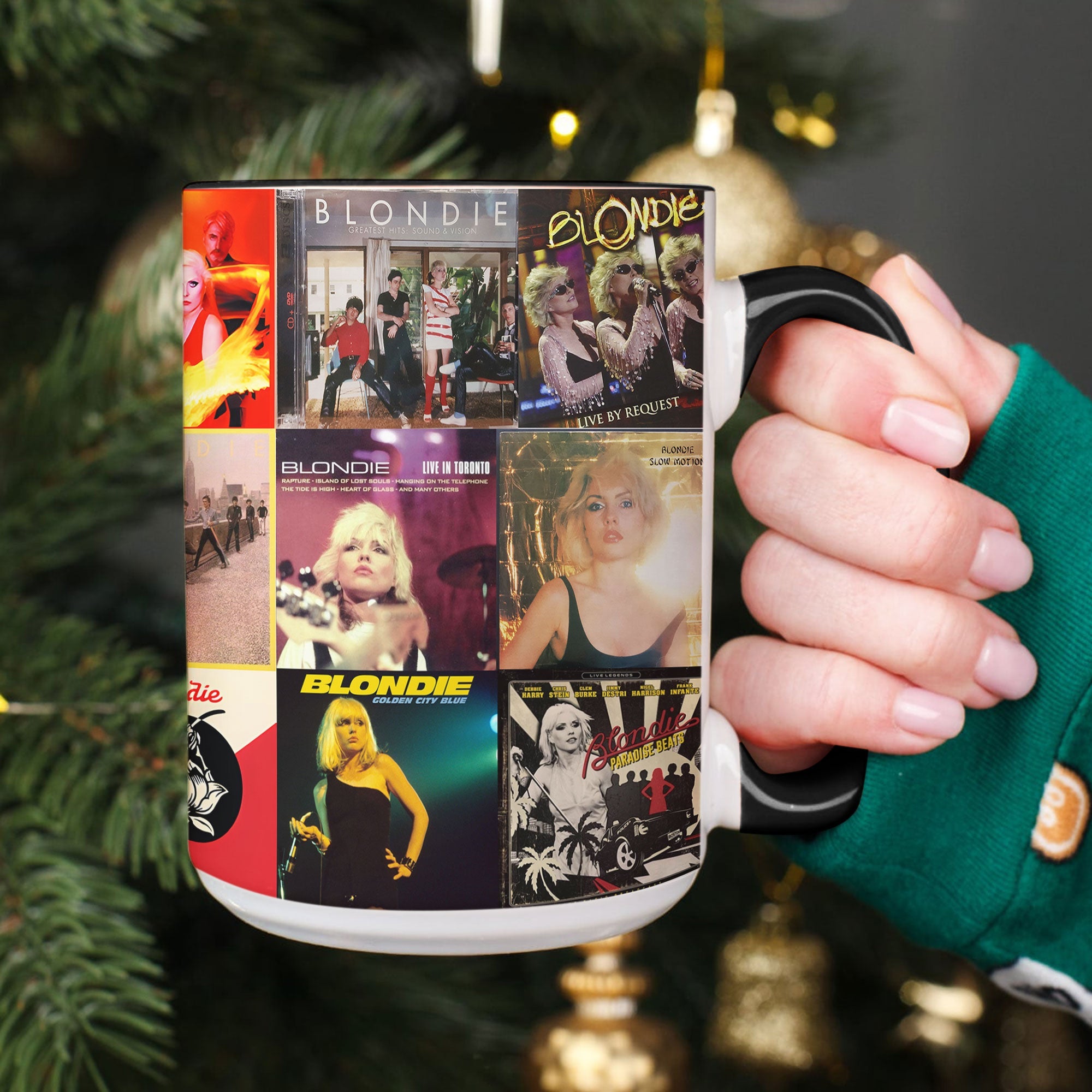 Blondie Accent Mug Classic Album Cover Collage Gift for Retro Music Lovers