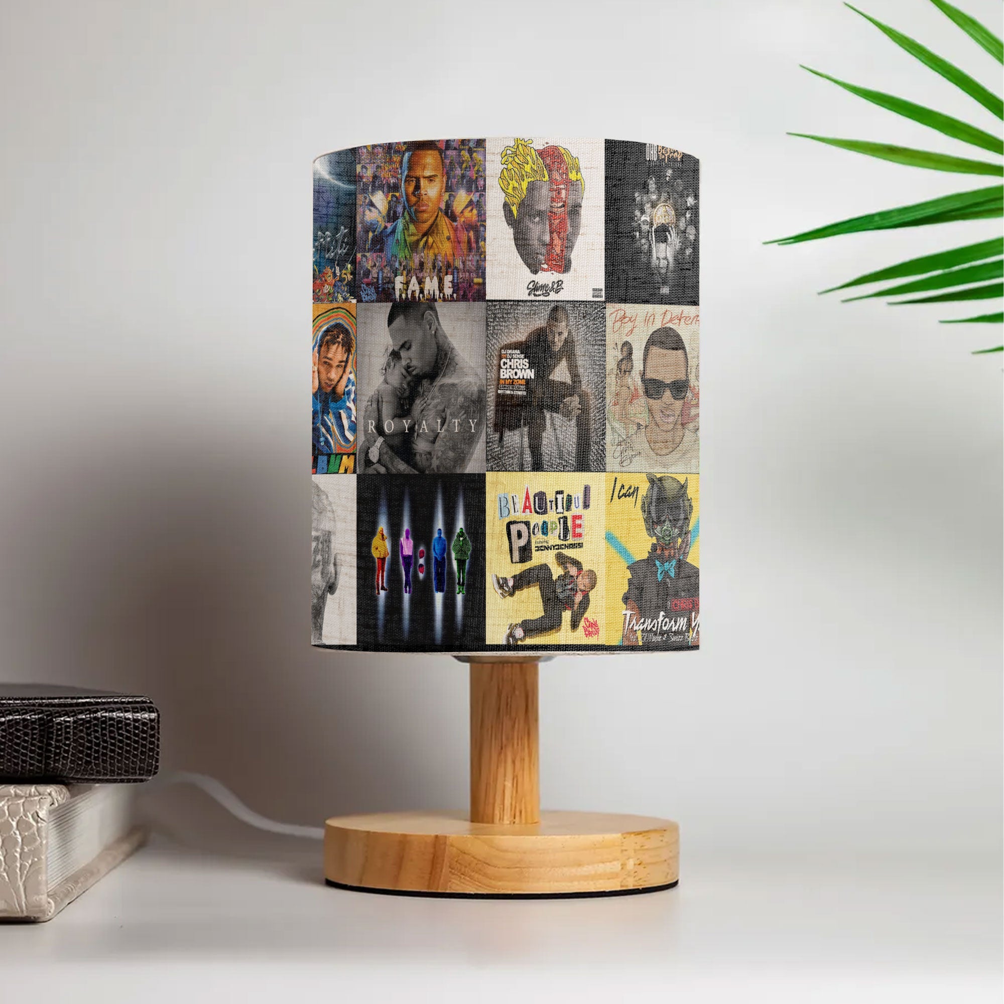 Chris Brown Album Collage Fabric Lamp R&B Soul Aesthetic Lighting