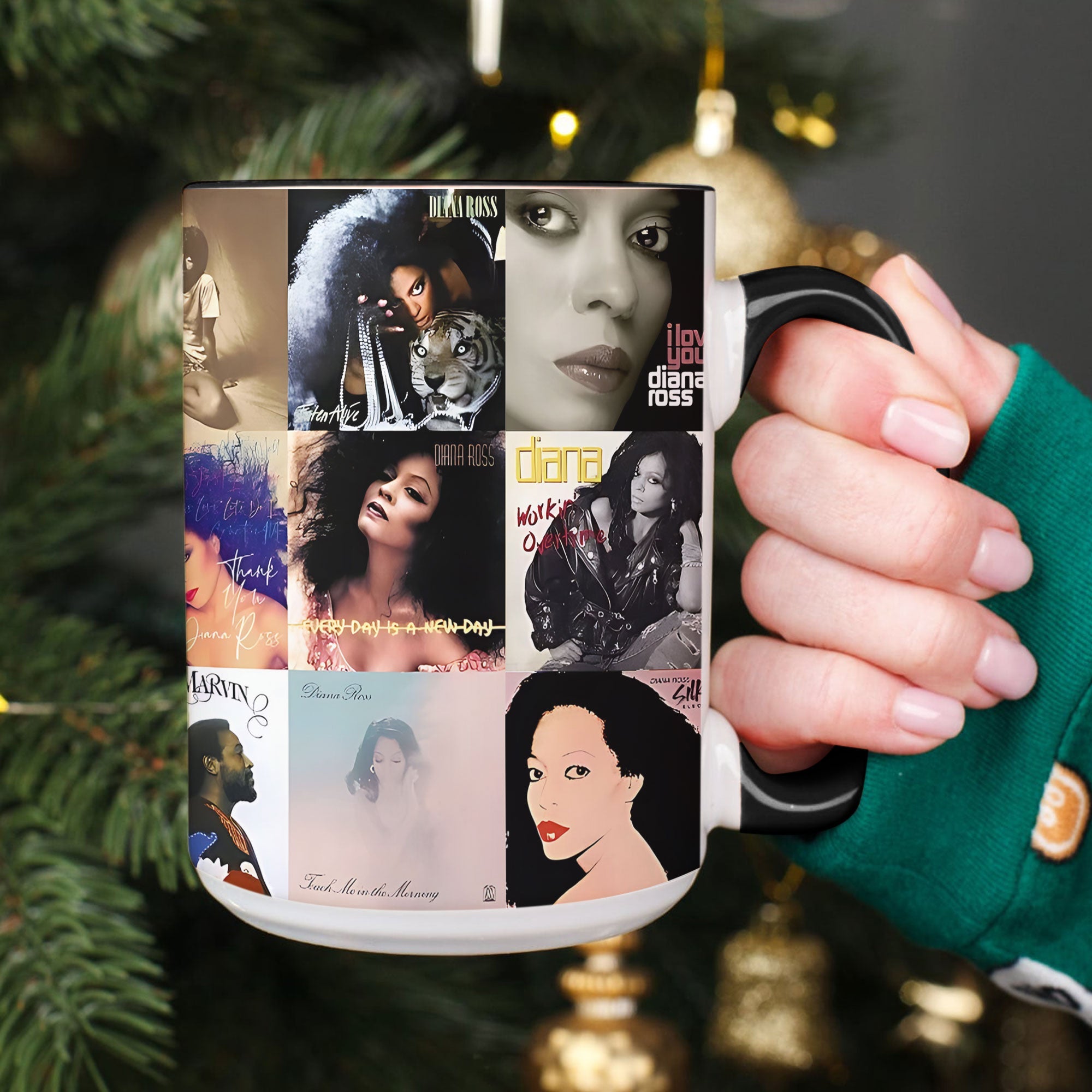 Diana Ross Accent Mug Classic Album Cover Collage Gift for Soul & Motown Fans