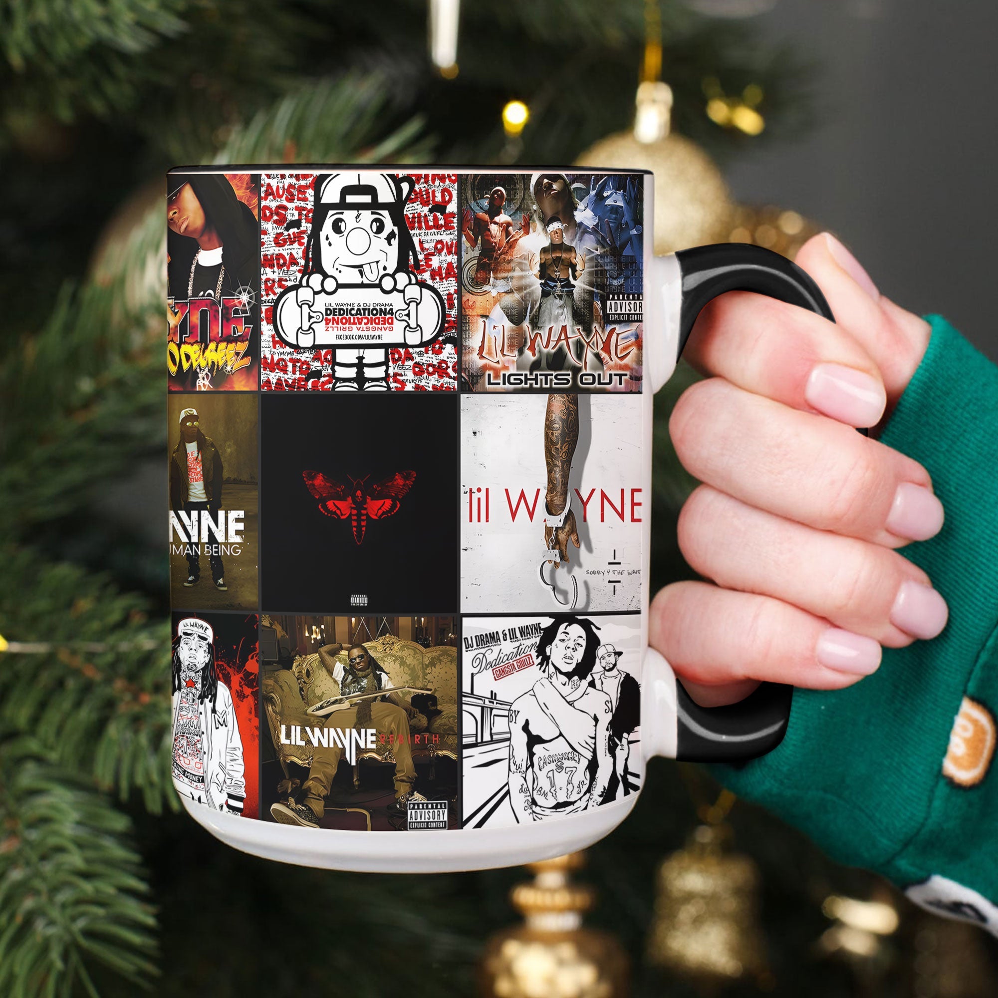 Lil Wayne Accent Mug Album Cover Collage for Hip-Hop Fans