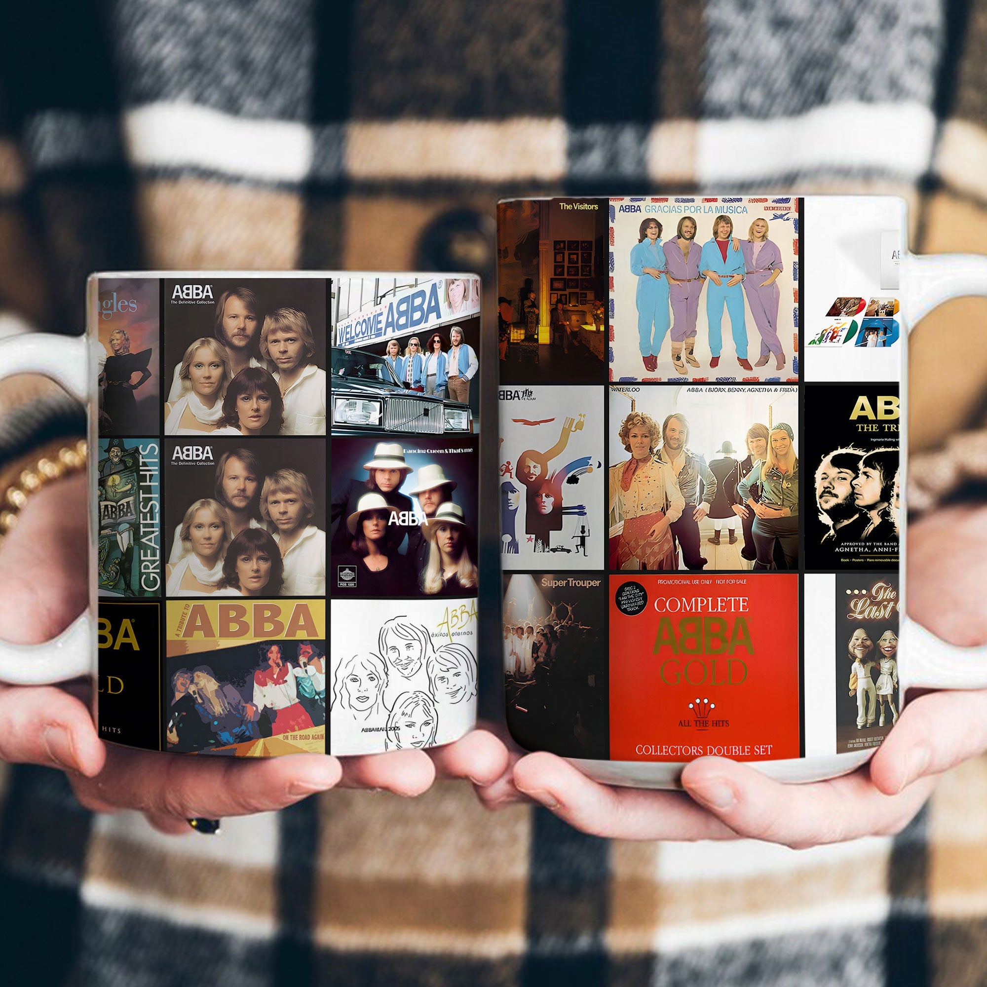 ABBA Accent Mug Classic Album Cover Collage Gift for Pop Music Fans