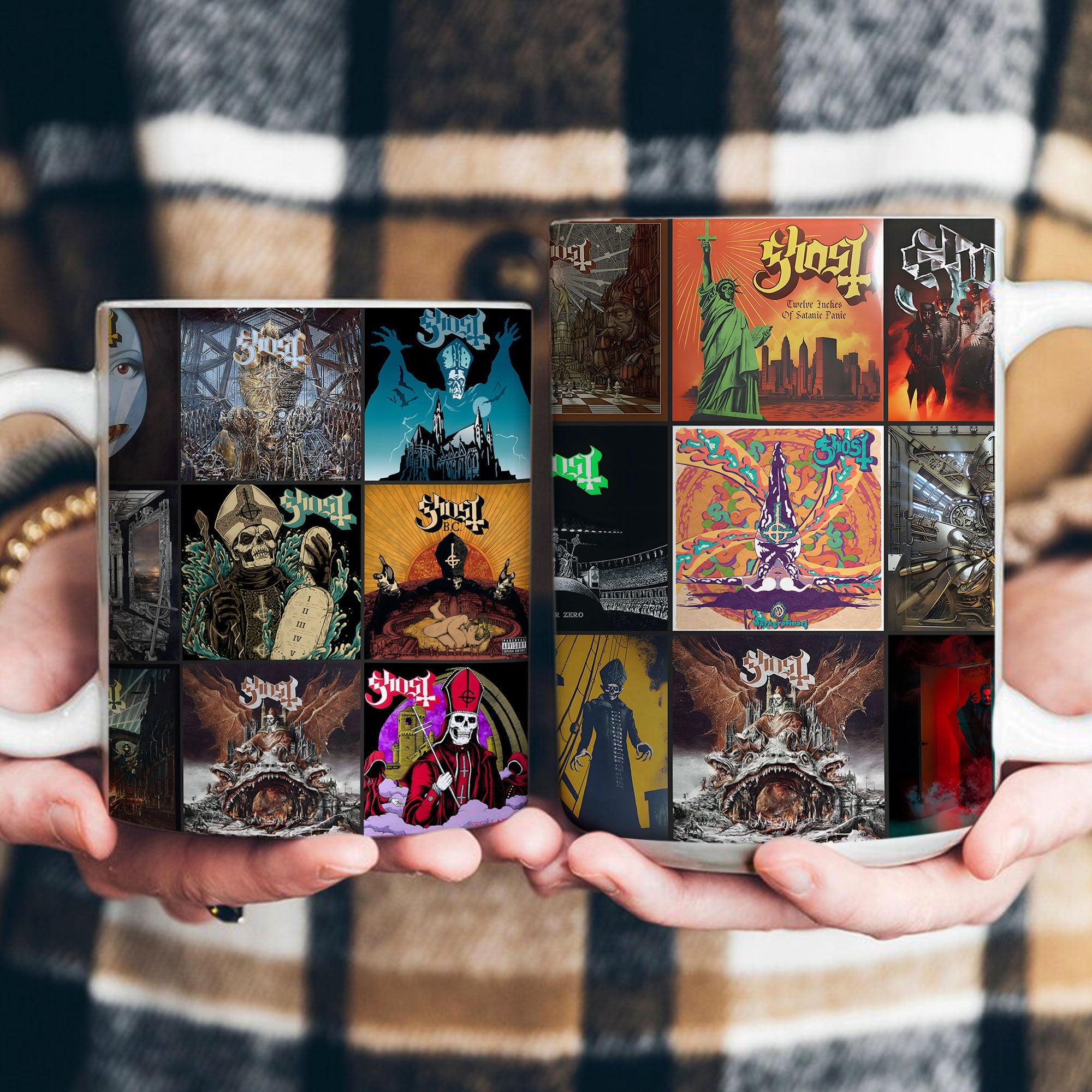 Ghost Band Accent Mug Classic Album Cover Collage Gift for Metal Music Fans