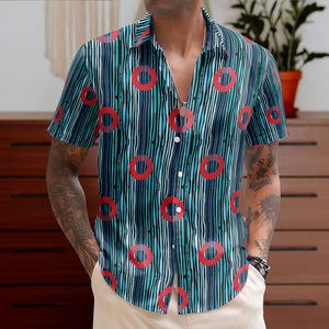 Phish Red Circle Donut Wave Inspried Unisex Hawaiian Shirt – Retro Music Button-Up Shirt