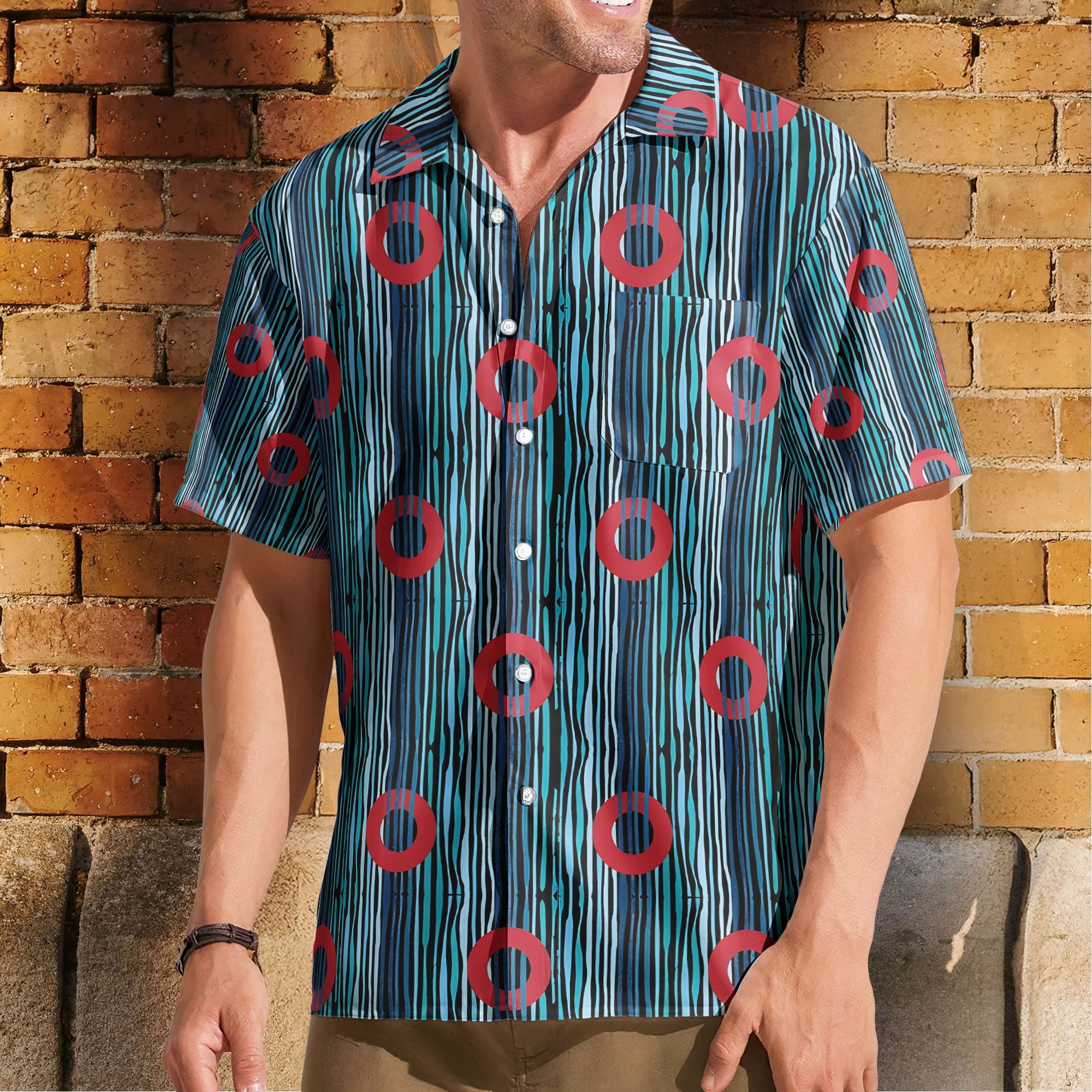 Phish Red Circle Donut Wave Inspried Unisex Hawaiian Shirt – Retro Music Button-Up Shirt