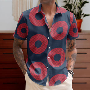 Large Red Phish Fishman Donut Inspried Unisex Hawaiian Shirt – Retro Music Button-Up Shirt