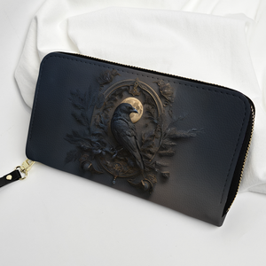 Gothic Raven & Moon Leather Handbag & Wallet Set Dark Fantasy Elegance