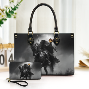 Headless Horseman Halloween Leather Handbag & Wallet Set Gothic Horror Style