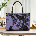 Purple Raven Leather Tote Bag with Matching Wallet Gothic Aesthetic Handbag Set