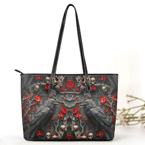 Gothic Raven & Skull Gothic Leather Handbag & Wallet Set