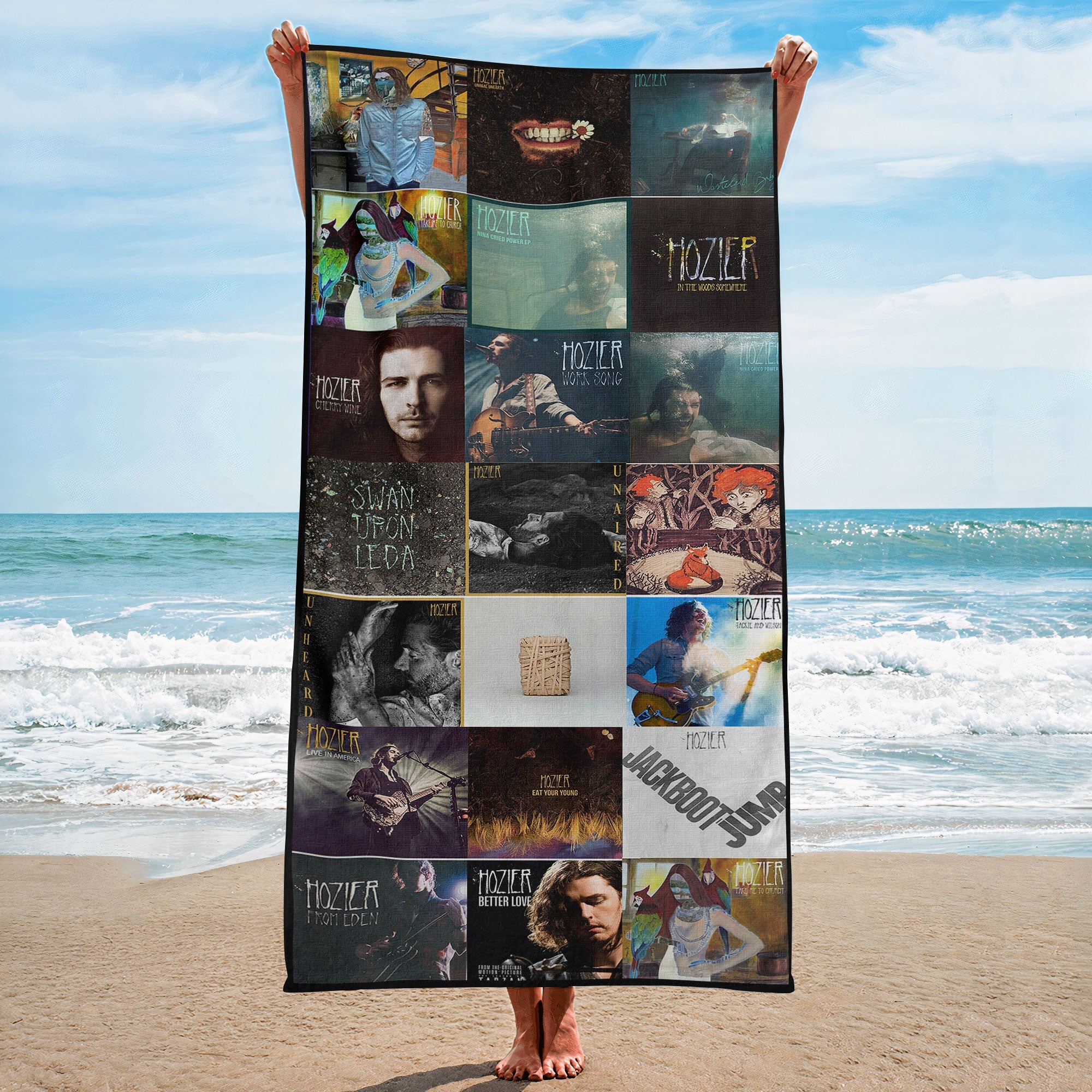 Hozier Beach Towel Album Cover Collage Indie Rock Towel