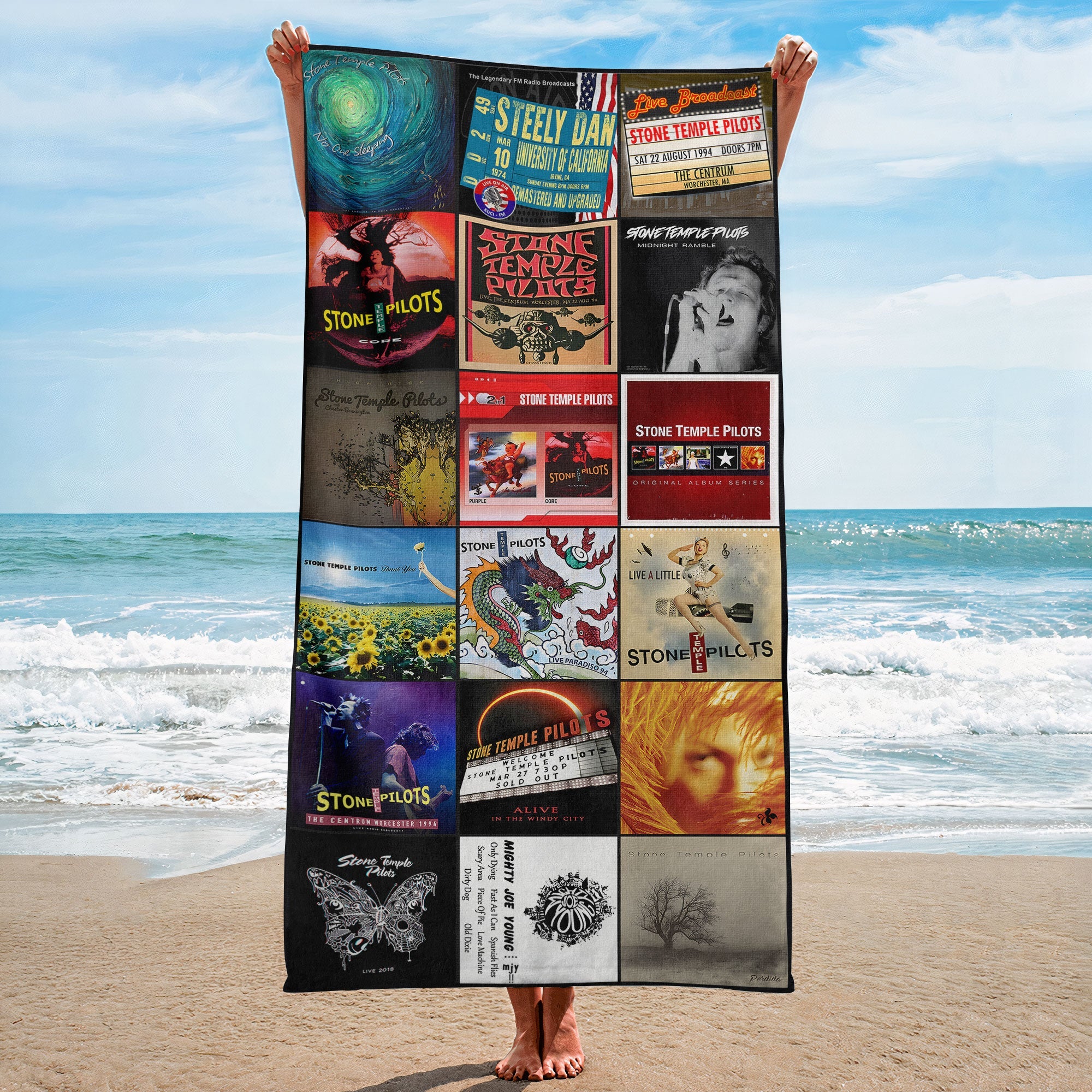 Stone Temple Pilots 2 Beach Towel Album Cover Collage Classic Rock Towel