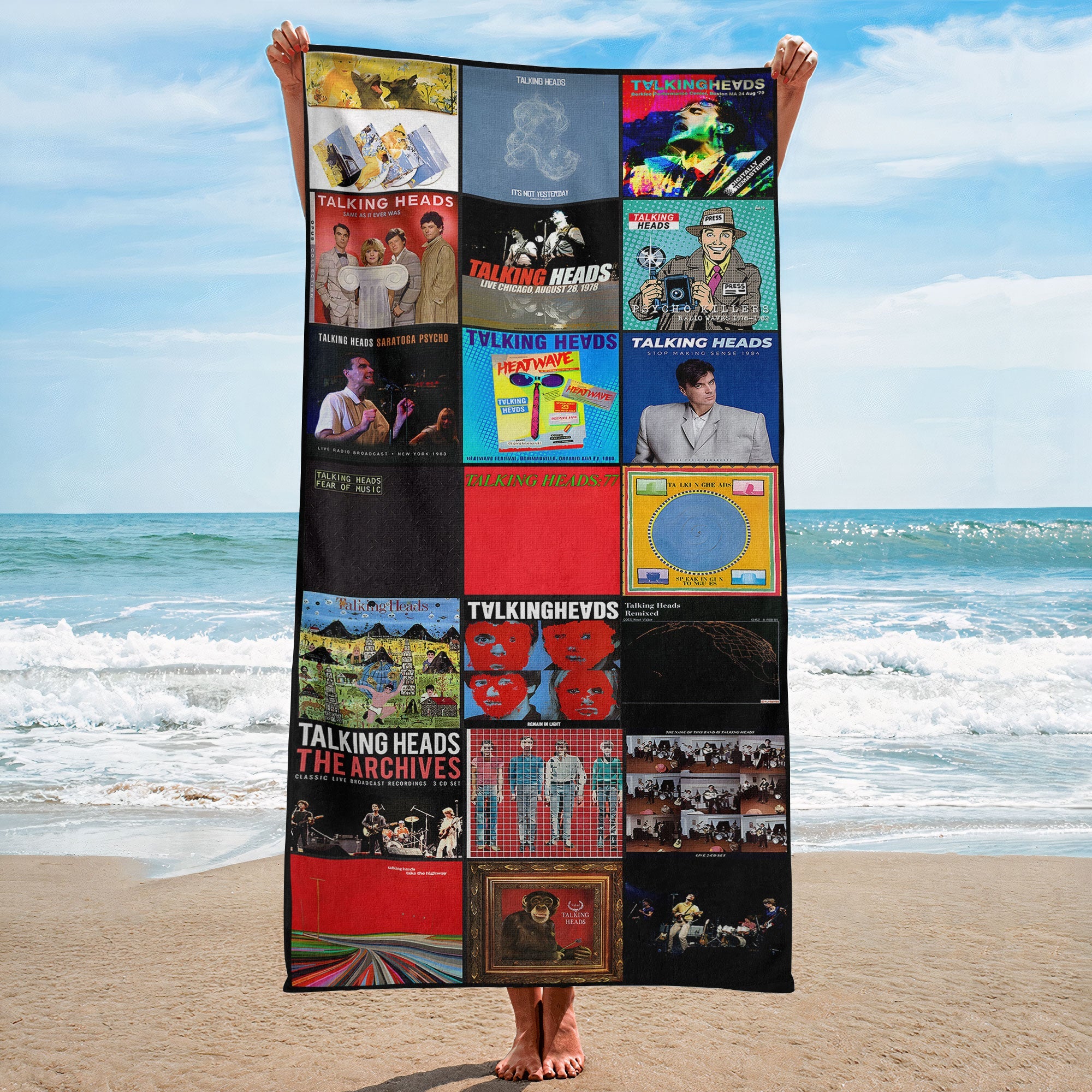 Talking Heads Beach Towel Album Cover Collage Classic Rock Towel