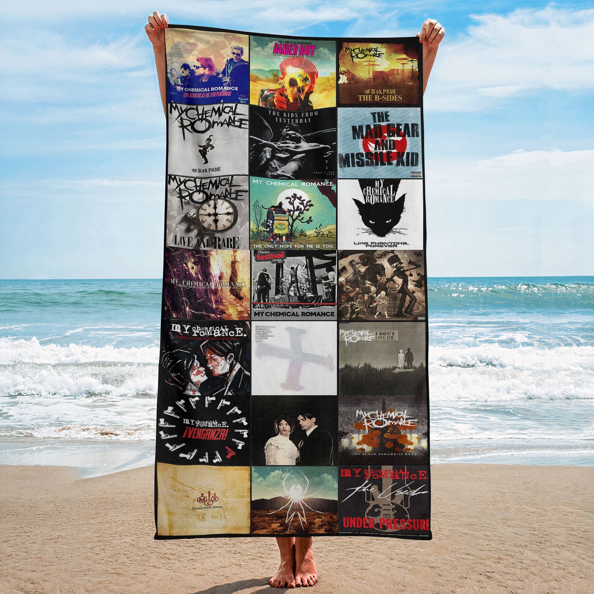 My Chemical Romance Beach Towel Album Cover Collage Classic Rock Towel