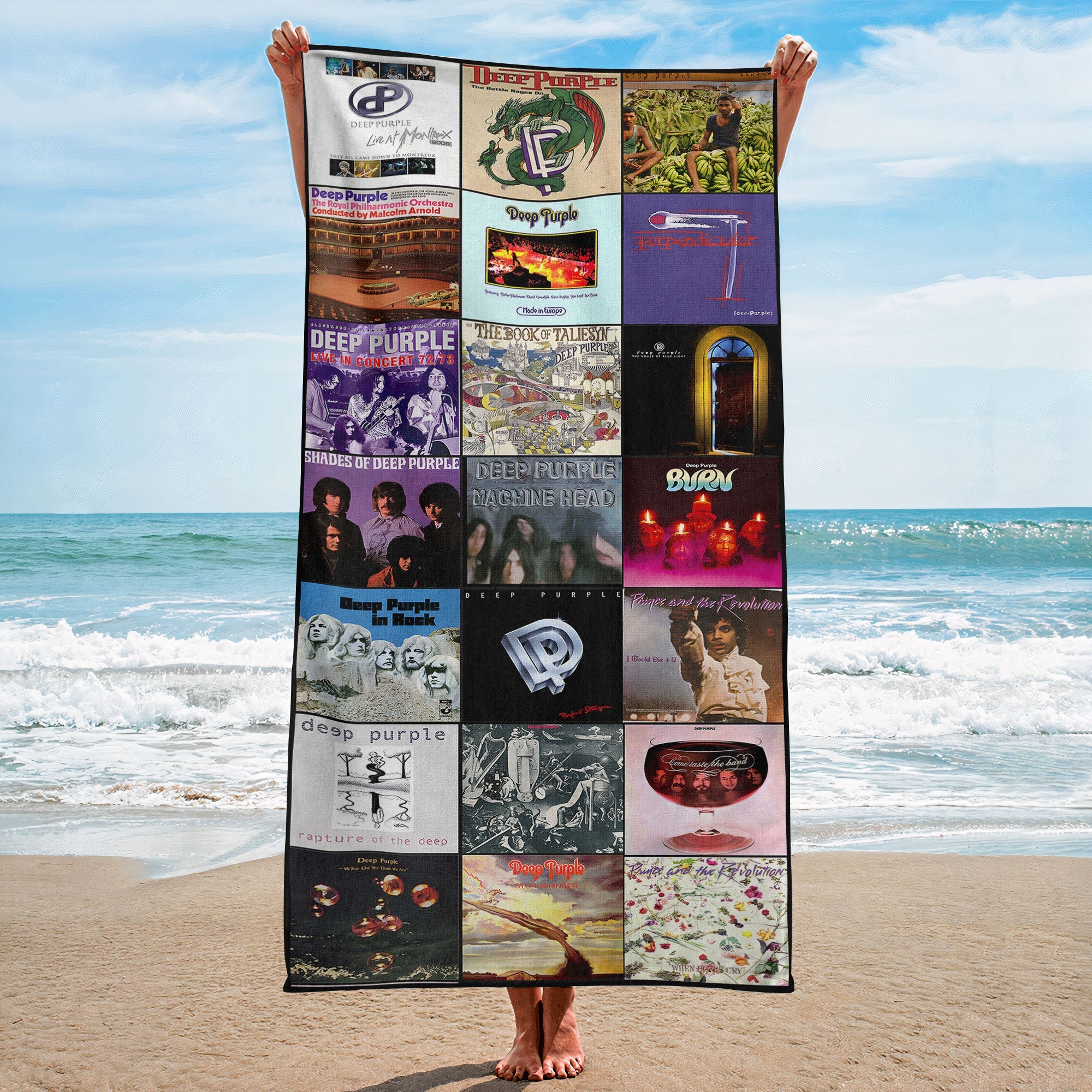 Deep Purple Beach Towel Album Cover Collage Classic Rock Towel