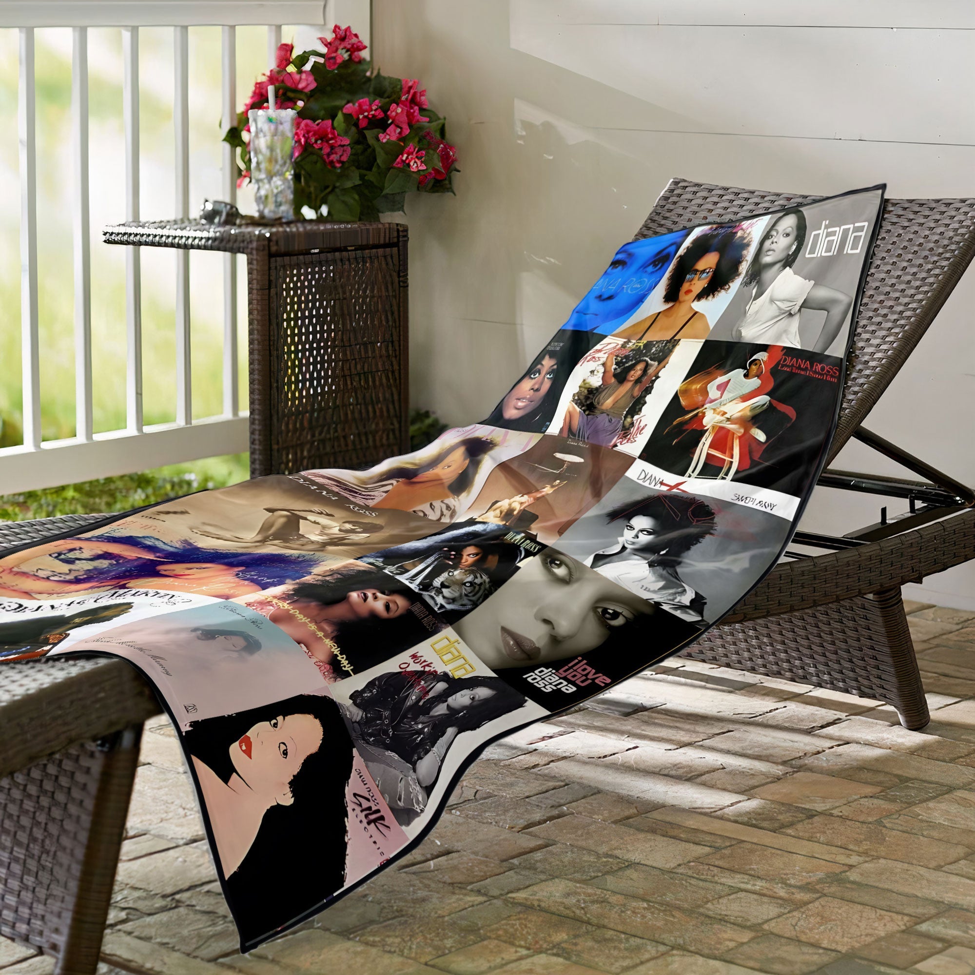 Diana Ross 2 Beach Towel Album Cover Collage Classic Pop And Rock Towel