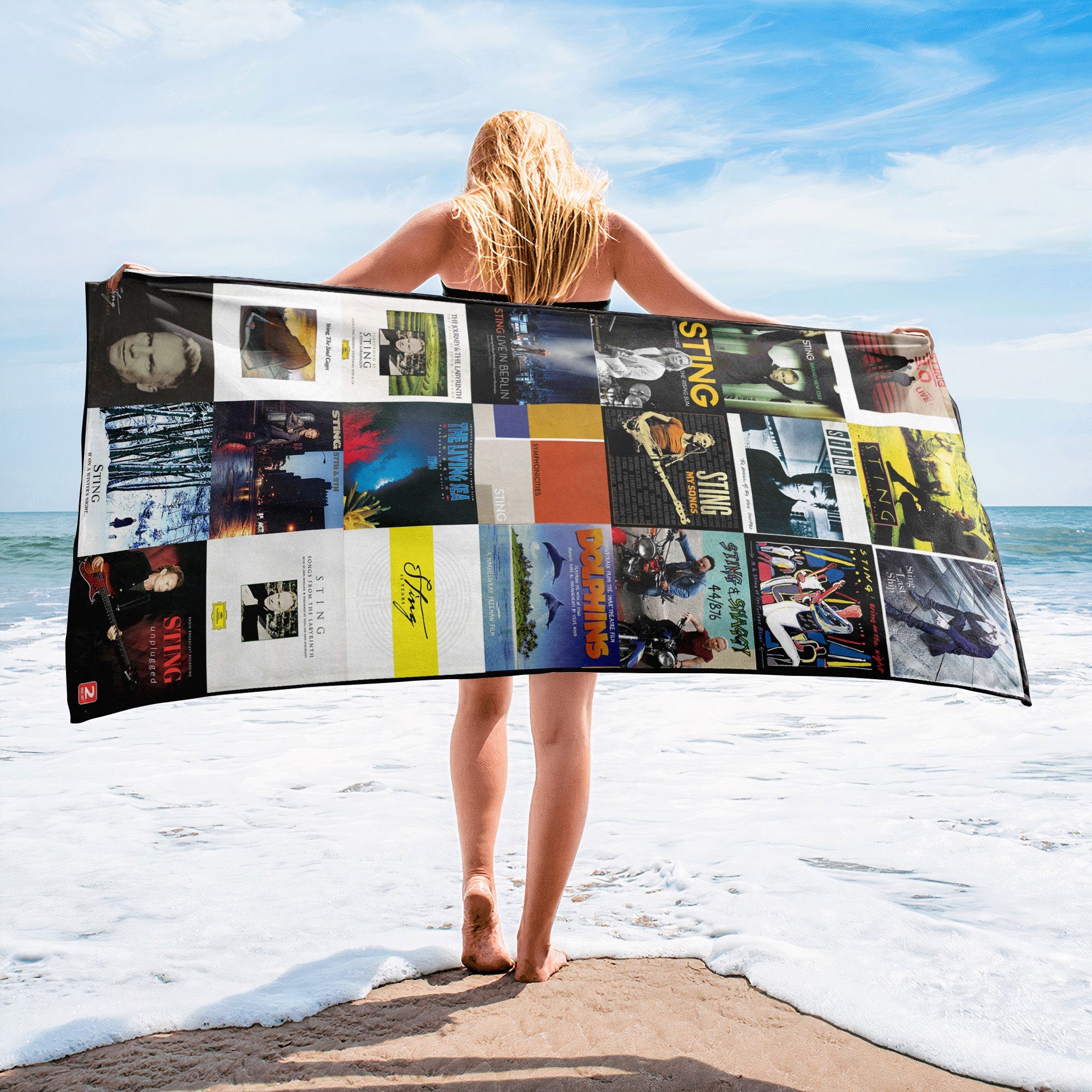 Sting Beach Towel Album Cover Collage Classic Rock Towel