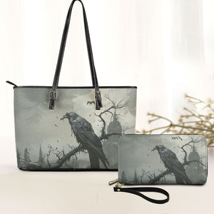 The Raven Gothic Leather Handbag & Wallet Set Dark Literature Inspired