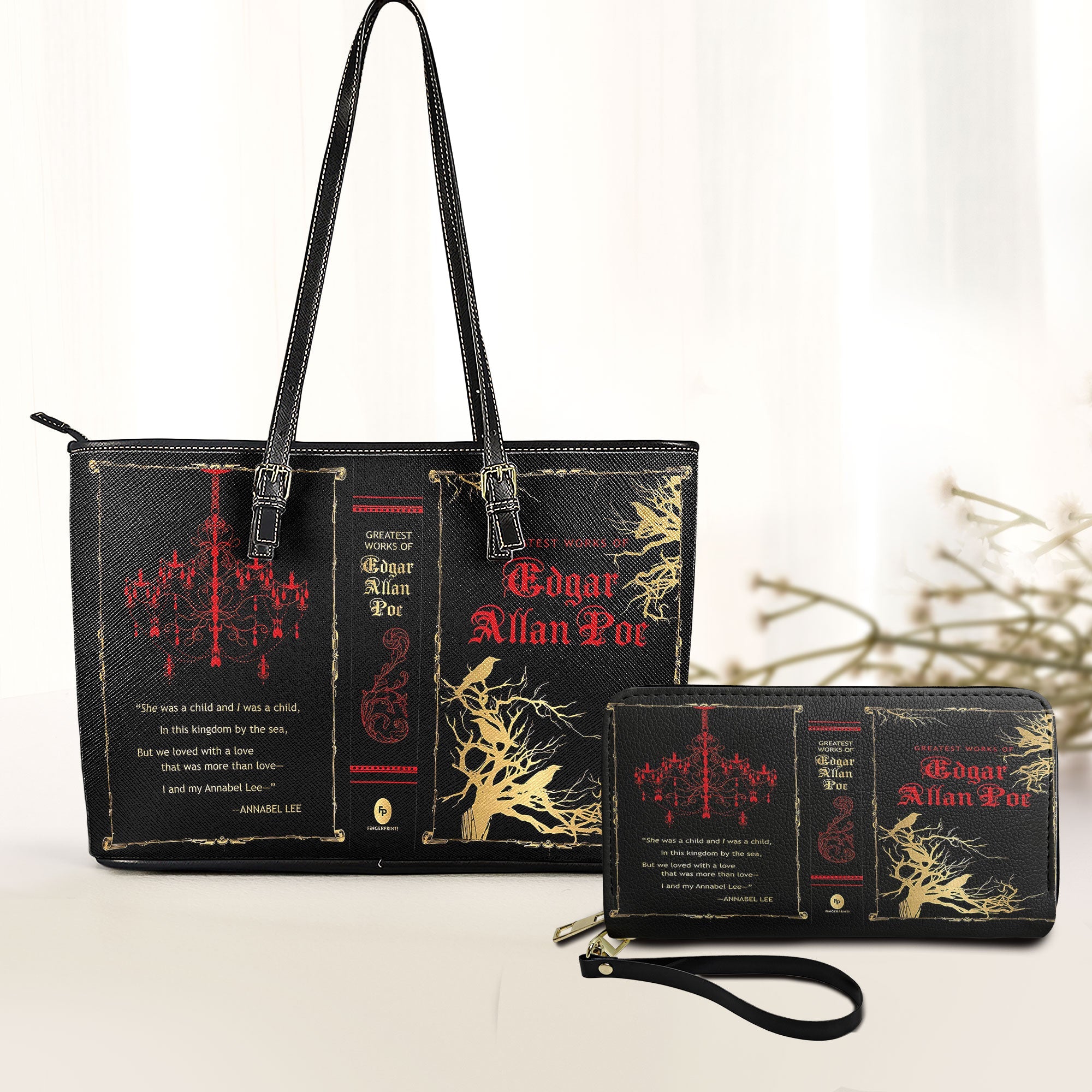 Edgar Allan Poe Gothic Leather Handbag & Wallet Set Literary Inspired Fashion