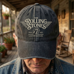 The Rolling Stones Tongue Logo Est 1962 Denim Cap Retro Vintage Dad Cap Gift For Dad (With Box)
