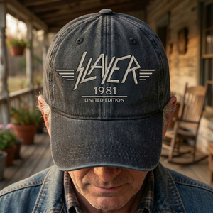 Slayer Band Logo Est 1981 Denim Cap Retro Vintage Dad Cap Gift For Dad (With Box)