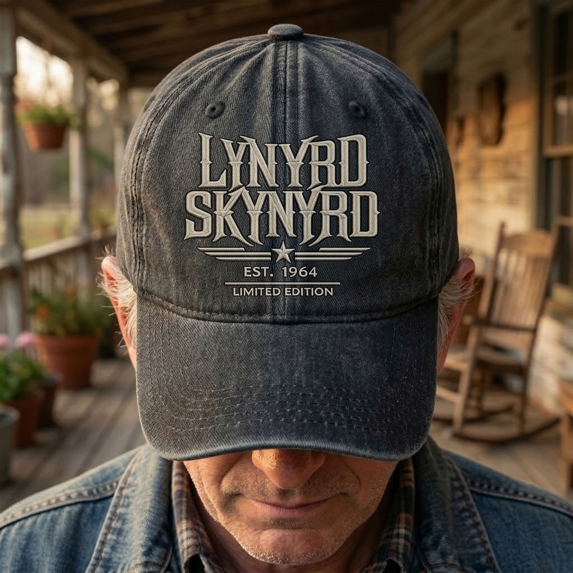 Lynyrd Skynyrd Band Logo Est 1964 Denim Cap Retro Vintage Dad Cap Gift For Dad (With Box)