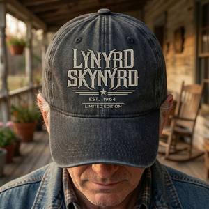 Lynyrd Skynyrd Band Logo Est 1964 Denim Cap Retro Vintage Dad Cap Gift For Dad (With Box)