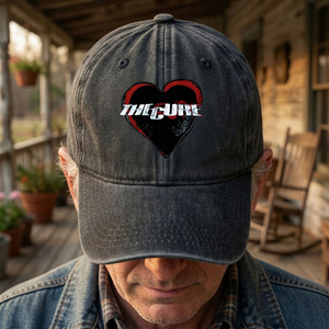 The Cure Heart Logo Denim Cap Vintage The Cure Band Album Merch Gift for Dad (With Box)