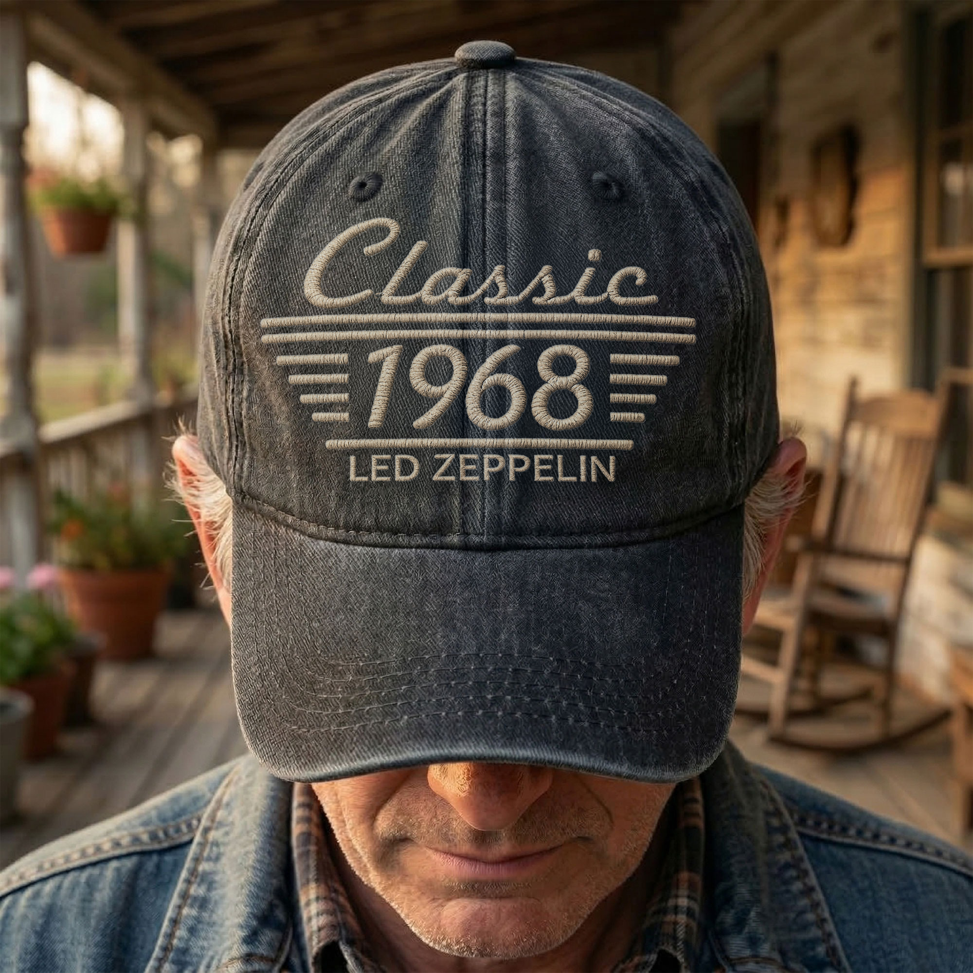 Led Zeppelin Classic 1968 Est Hard Rock Heavy Metal Band Music Merch Denim Cap Retro Vintage Dad Cap Gift For Dad (With Box)