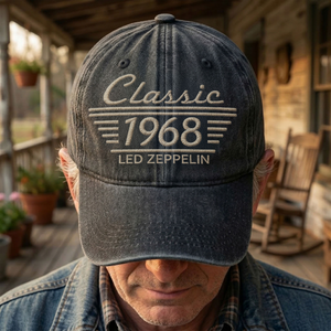 Led Zeppelin Classic 1968 Est Hard Rock Heavy Metal Band Music Merch Denim Cap Retro Vintage Dad Cap Gift For Dad (With Box)