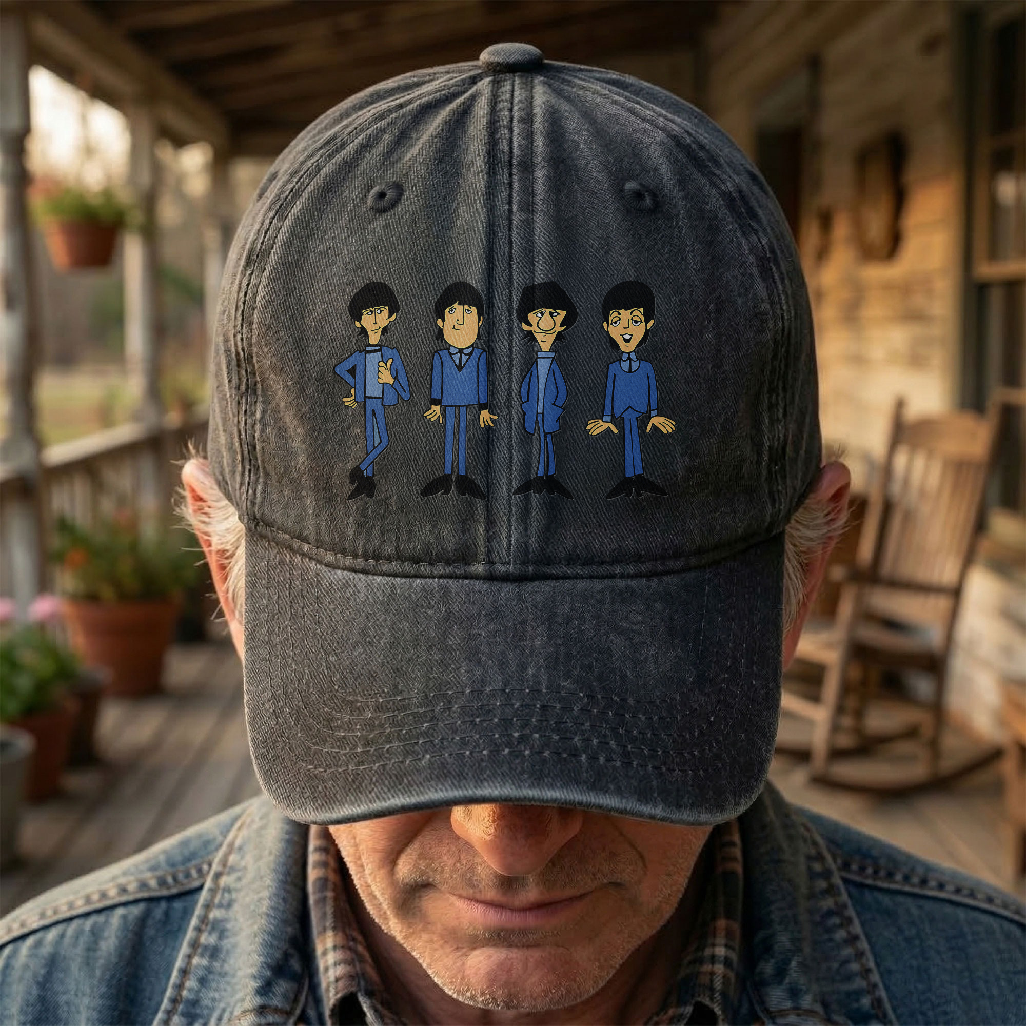 1965 Beatles Cartoon Series Denim Cap Retro The Beatles Merch Gift for Dad (With Box)