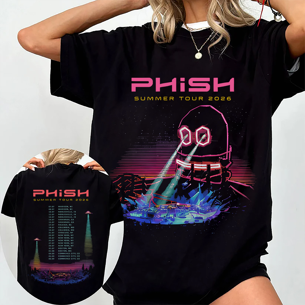 Phish Summer Tour 2026 Graphic T-Shirt Neon Psychedelic Concert Style Unisex Tee
