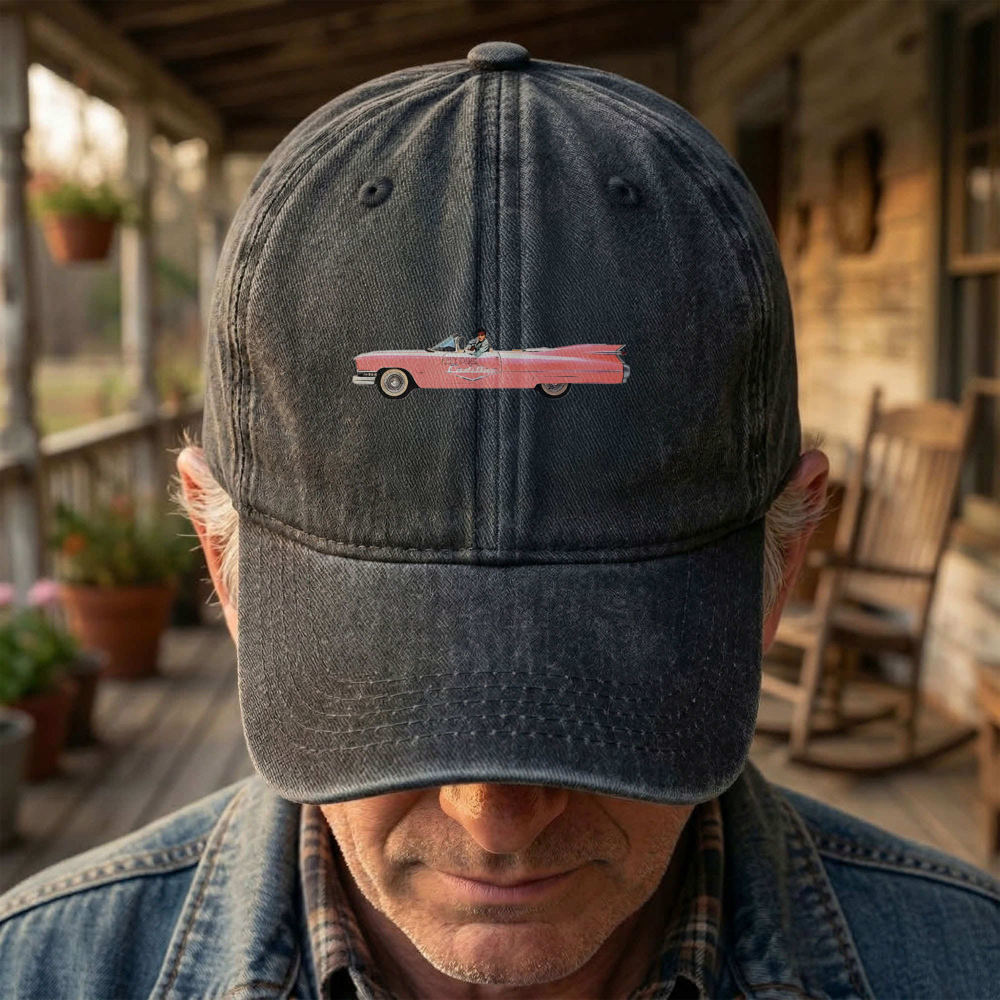 Elvis Presley The Pink Car Denim Cap Vintage Elvis Presley Merch Gift for Dad (With Box)