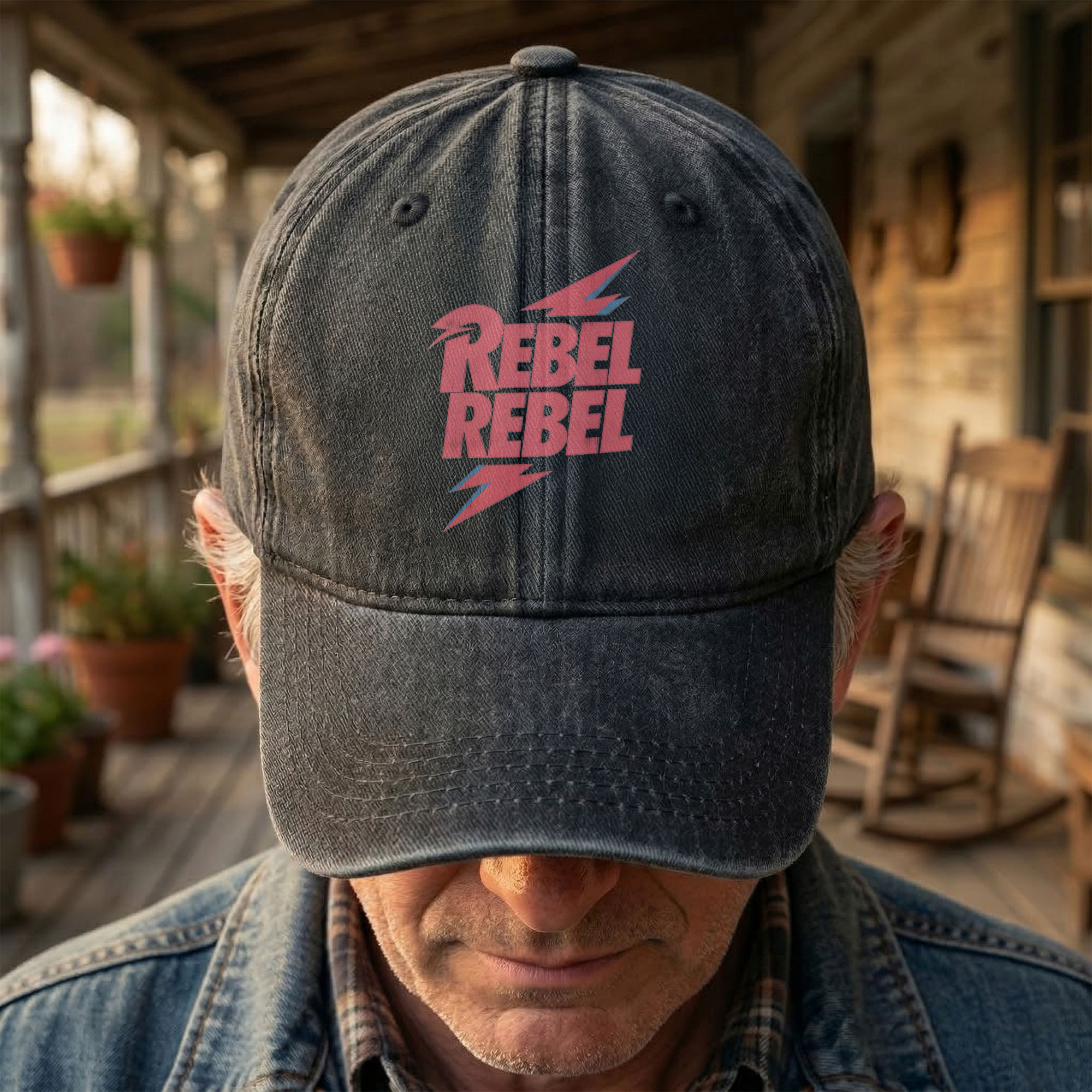 David Bowie Rebel Rebel Denim Cap Retro Music Cap Gift For Dad (With Box)