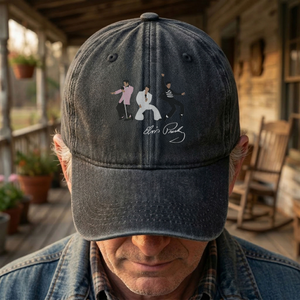 Elvis Presley With Sign Graphic Denim Cap Vintage Elvis Presley Album Merch Gift for Dad (With Box)