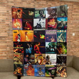 Jimi Hendrix Sherpa Blanket Iconic Album Cover Collage Gift for Legendary Rock Fans