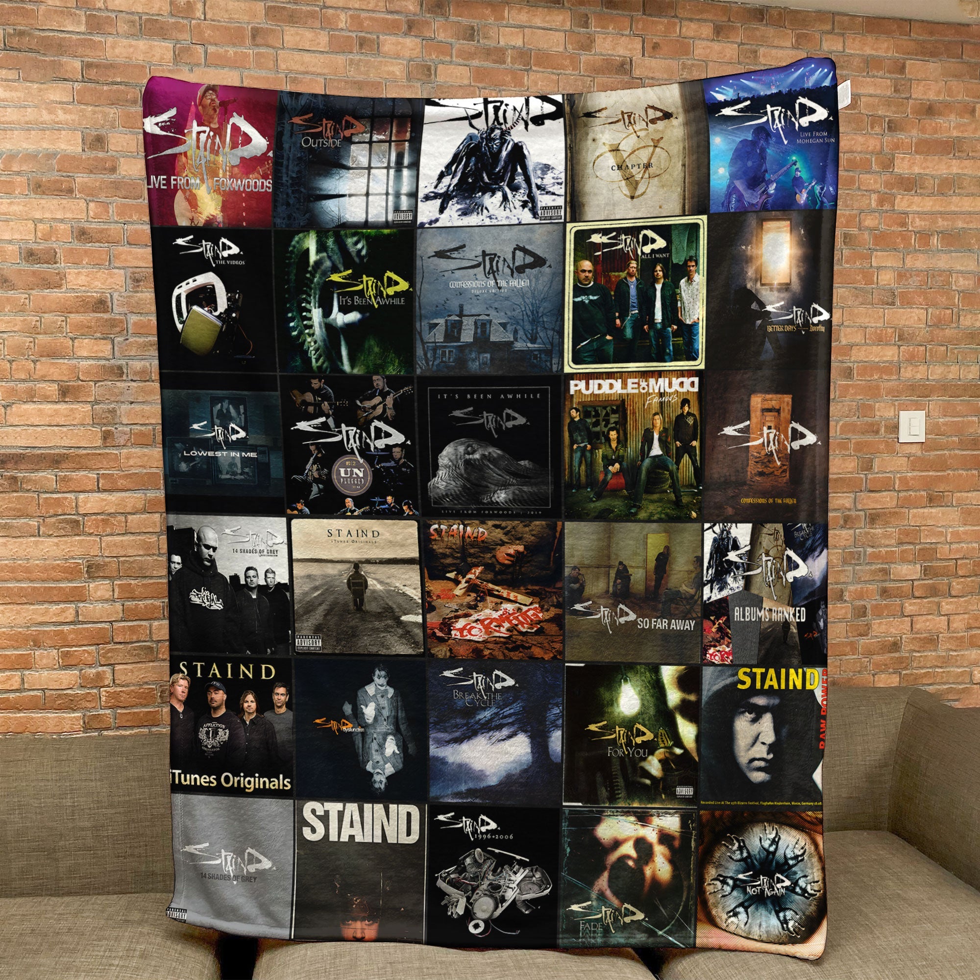 Staind Sherpa Blanket Iconic Album Cover Collage for Rock Fans