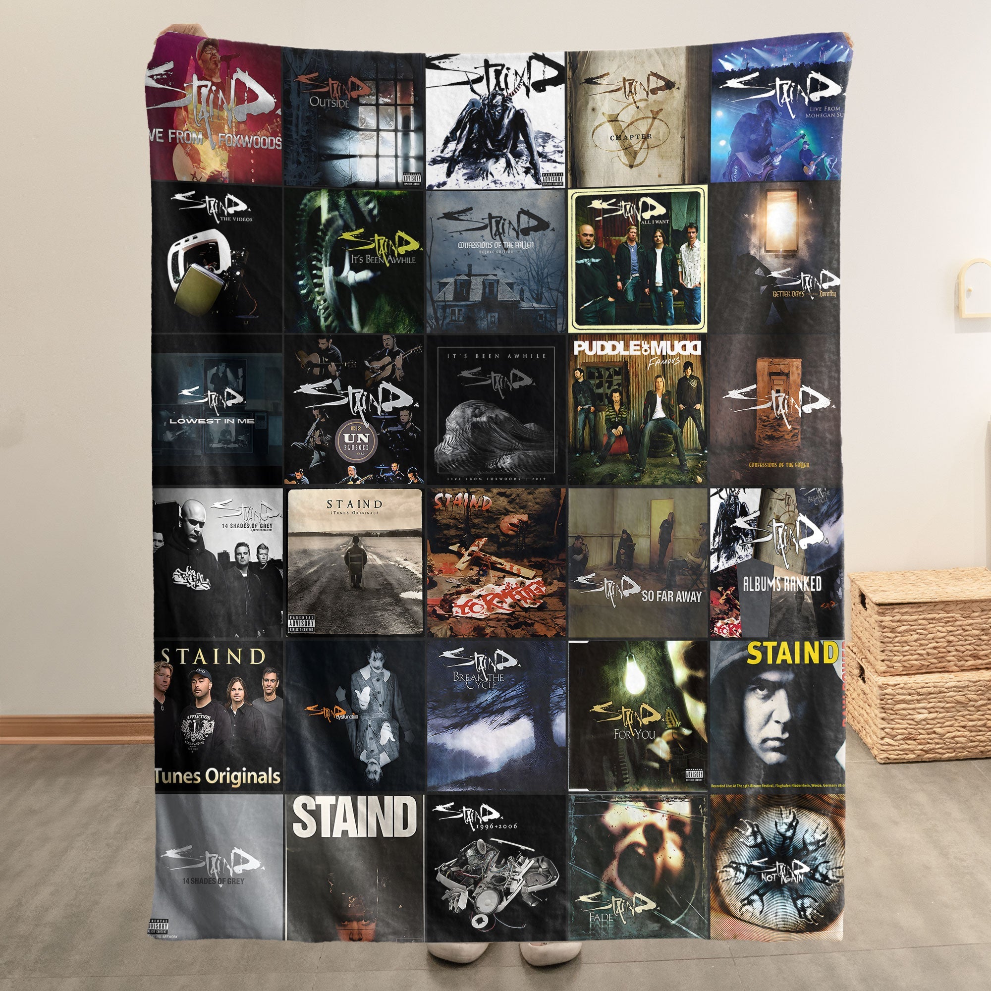 Staind Sherpa Blanket Iconic Album Cover Collage for Rock Fans