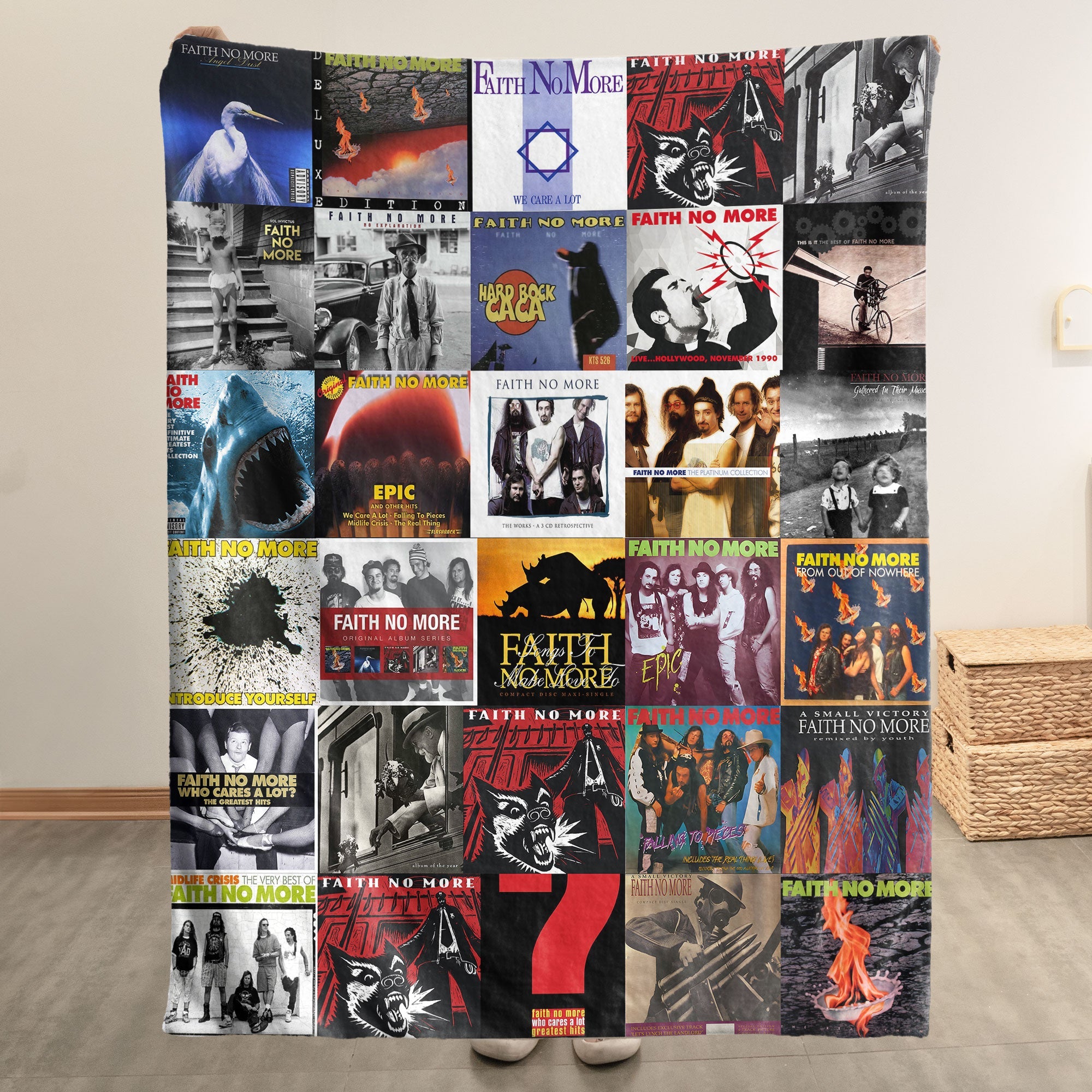 Faith No More Sherpa Blanket Iconic Album Cover Collage Gift for Rock Fans