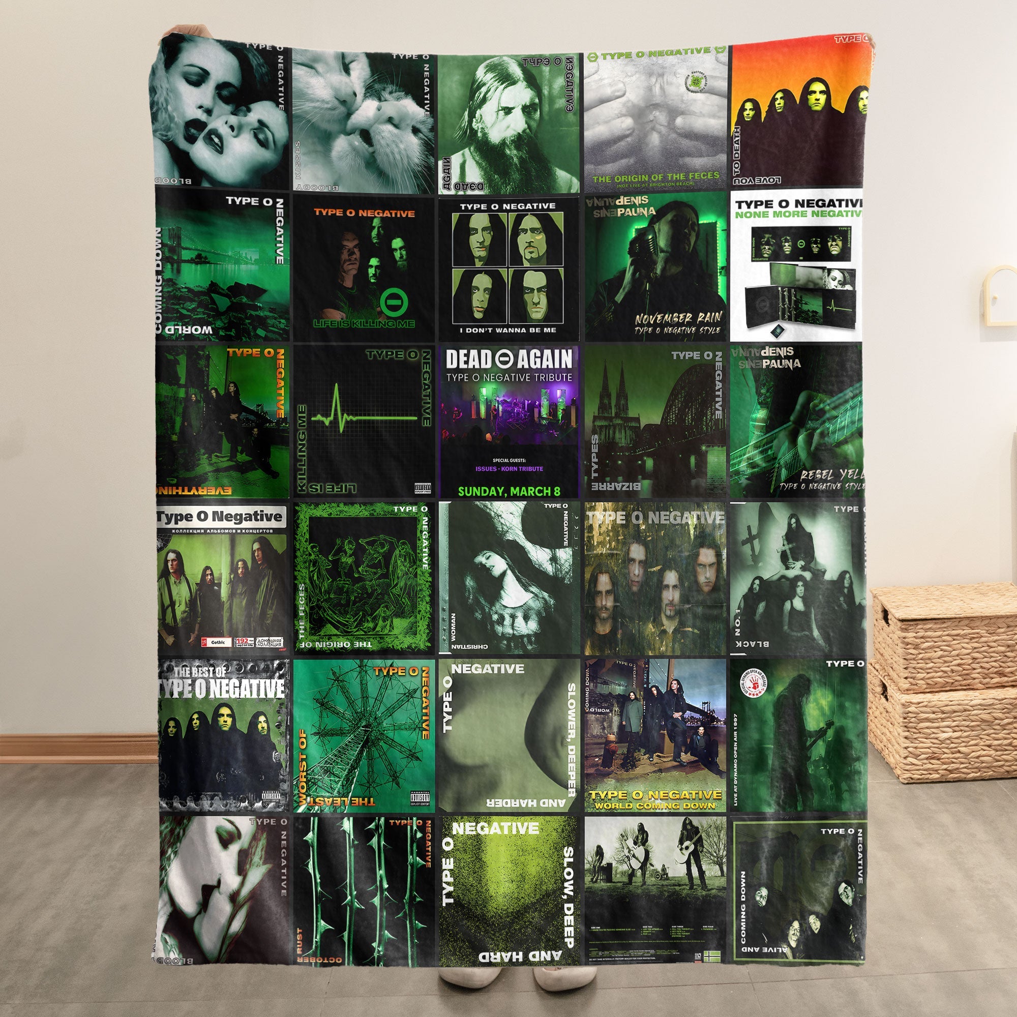 Type O Negative Sherpa Blanket Iconic Album Cover Collage Cozy Throw for Gothic Metal Fans