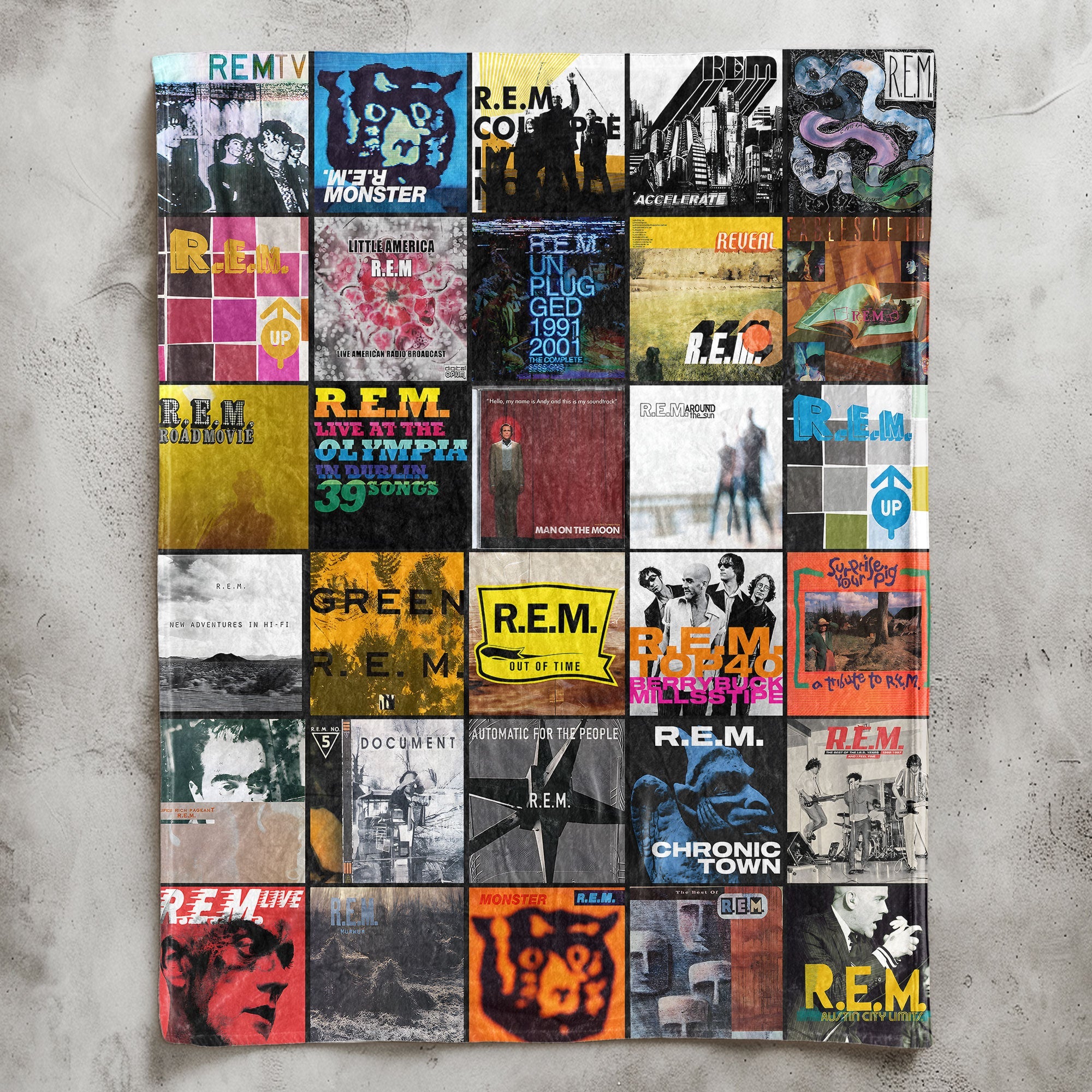 R.E.M. Sherpa Blanket Classic Album Cover Collage Gift for Indie & Alt-Rock Fans