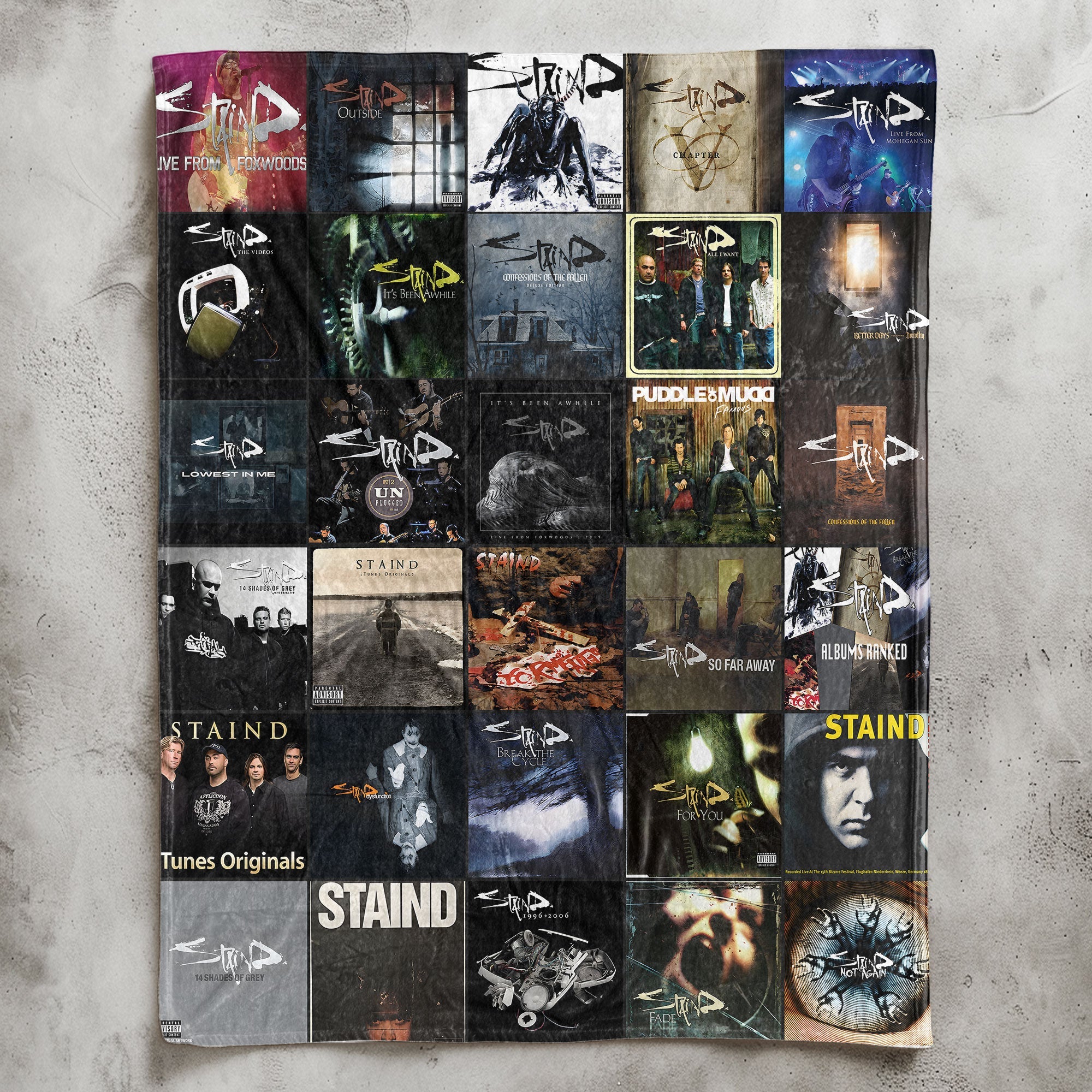 Staind Sherpa Blanket Iconic Album Cover Collage for Rock Fans