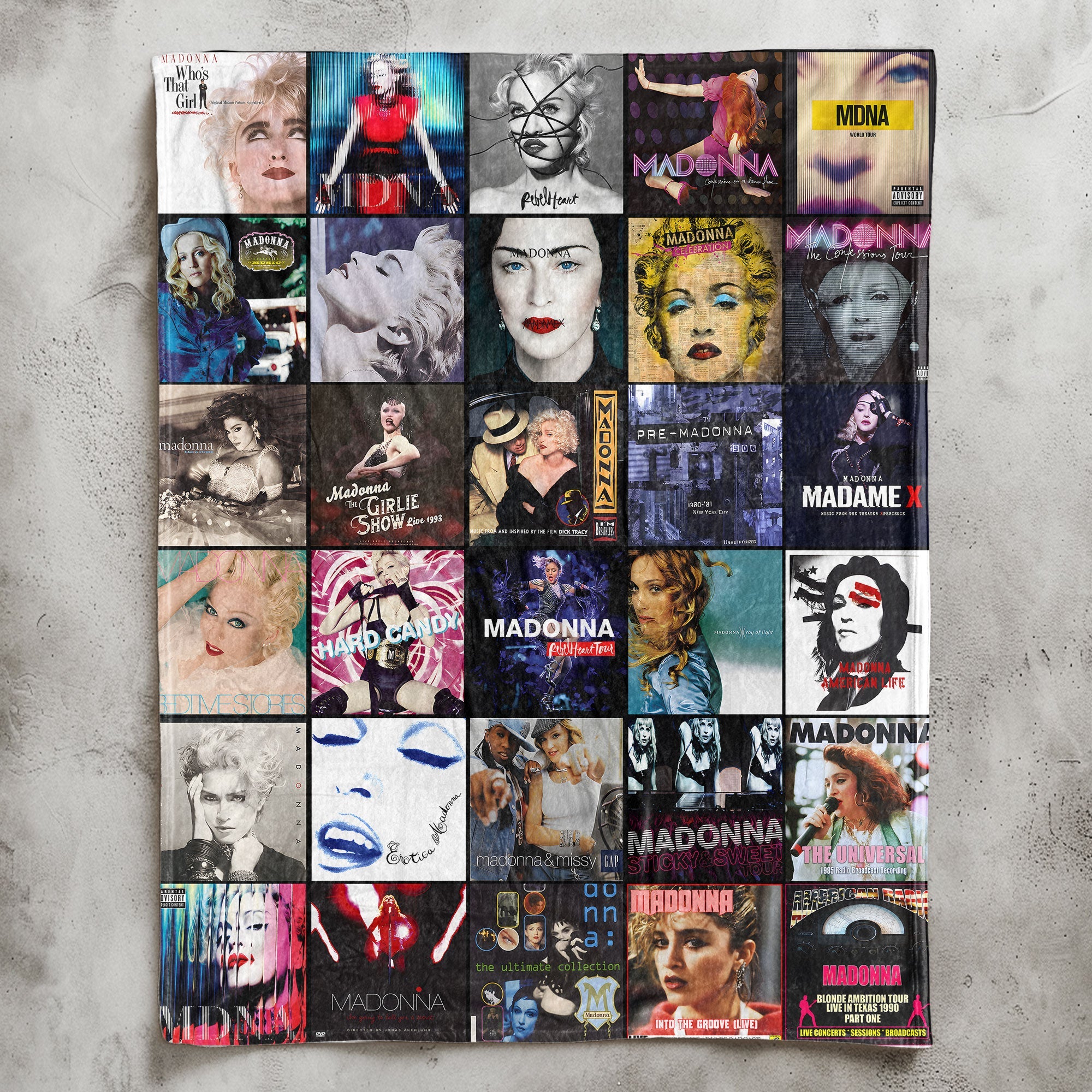 Madonna Sherpa Blanket Album Cover Collage Pop Icon Throw Blanket