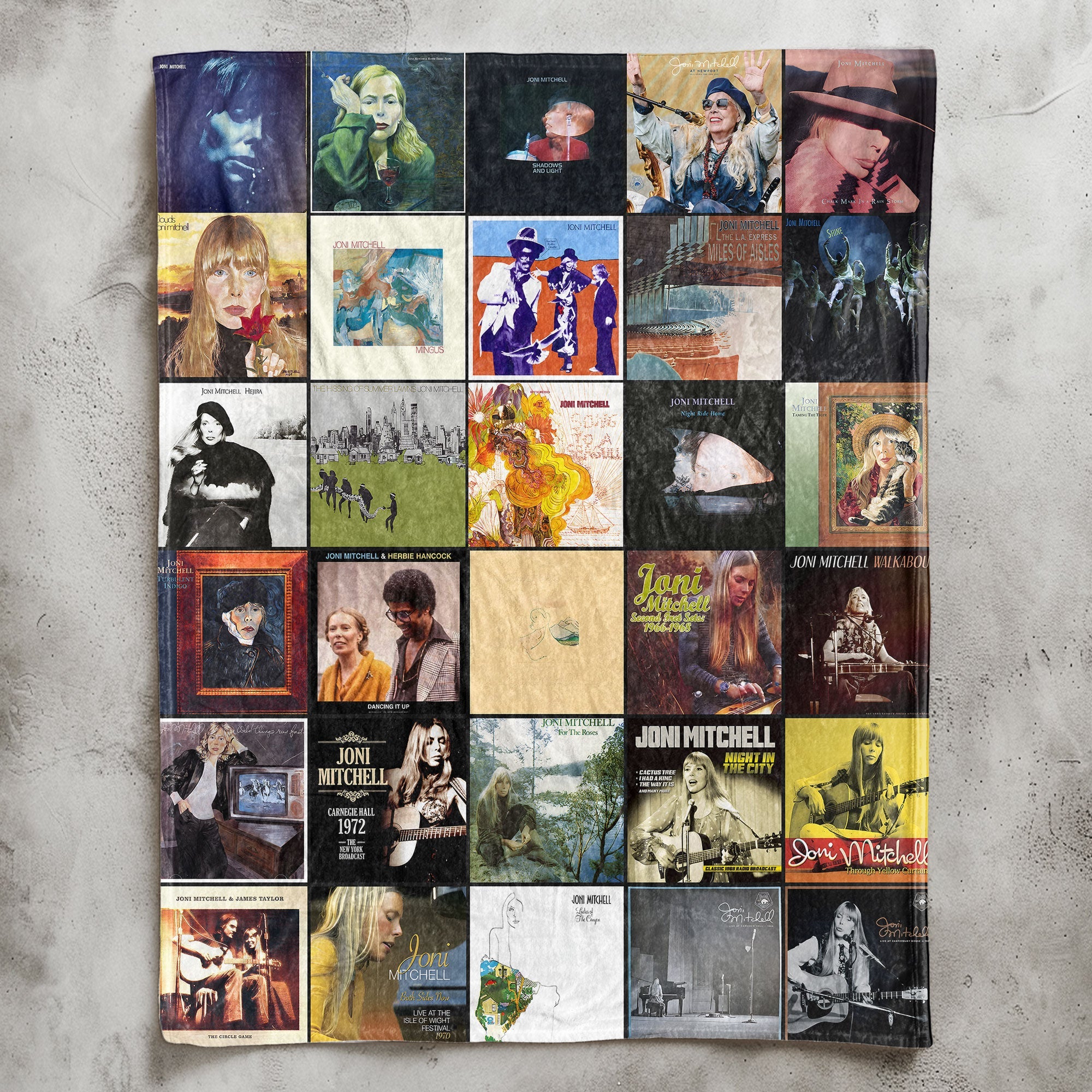 Joni Mitchell Sherpa Blanket Classic Album Cover Collage Gift for True Fans